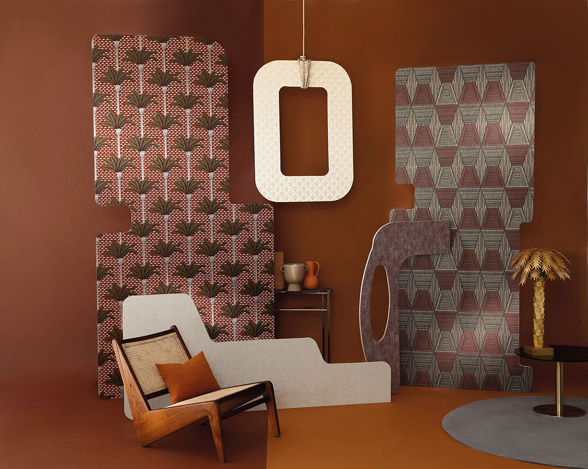 Papier peint Palmier Atlas terracotta  - Mirage de Casamance | AMB Réf. CAS-75240712