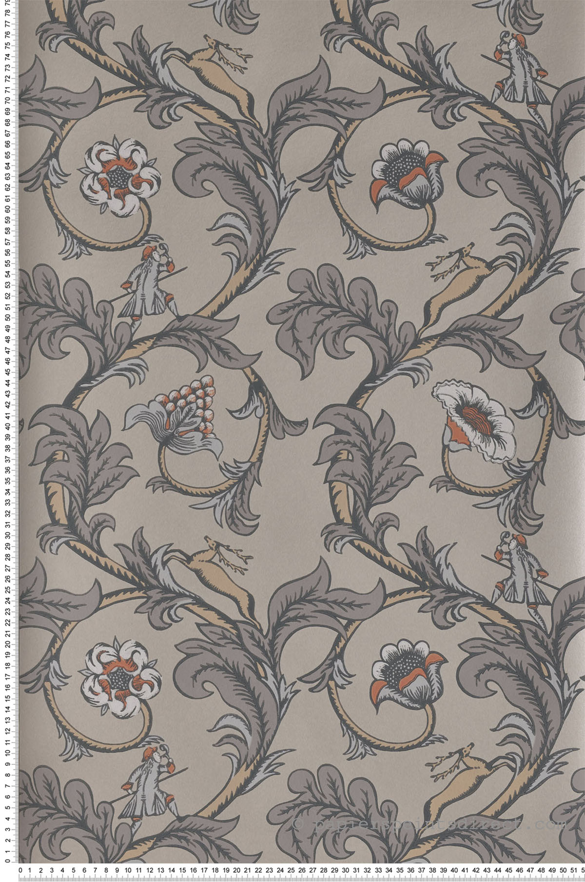 Papier peint classique Stag Trail Sterling - National Trust Papers de Little Greene | Réf. 0245STSTERL