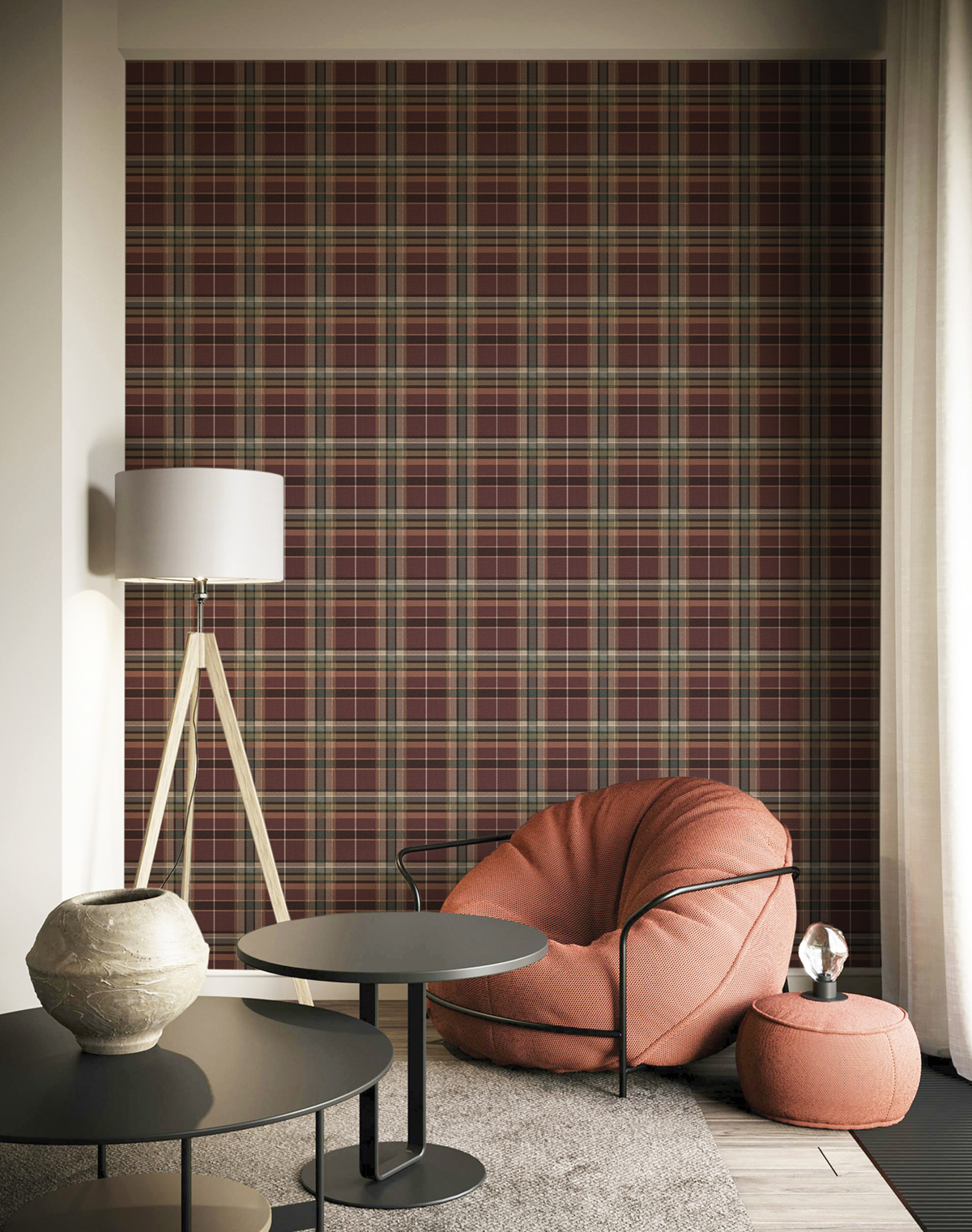 Papier peint Tartan Classique prune - Maison Paradis de Lutèce | Réf. LTC-MP15578