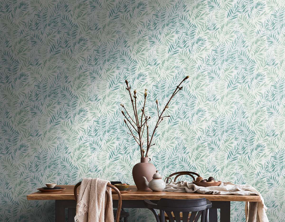 Papier peint Feuillage Métal Zoé vert irisé - Metropolitan Stories 3 d'A.S. Création AMB2 |  Réf. AS-391201