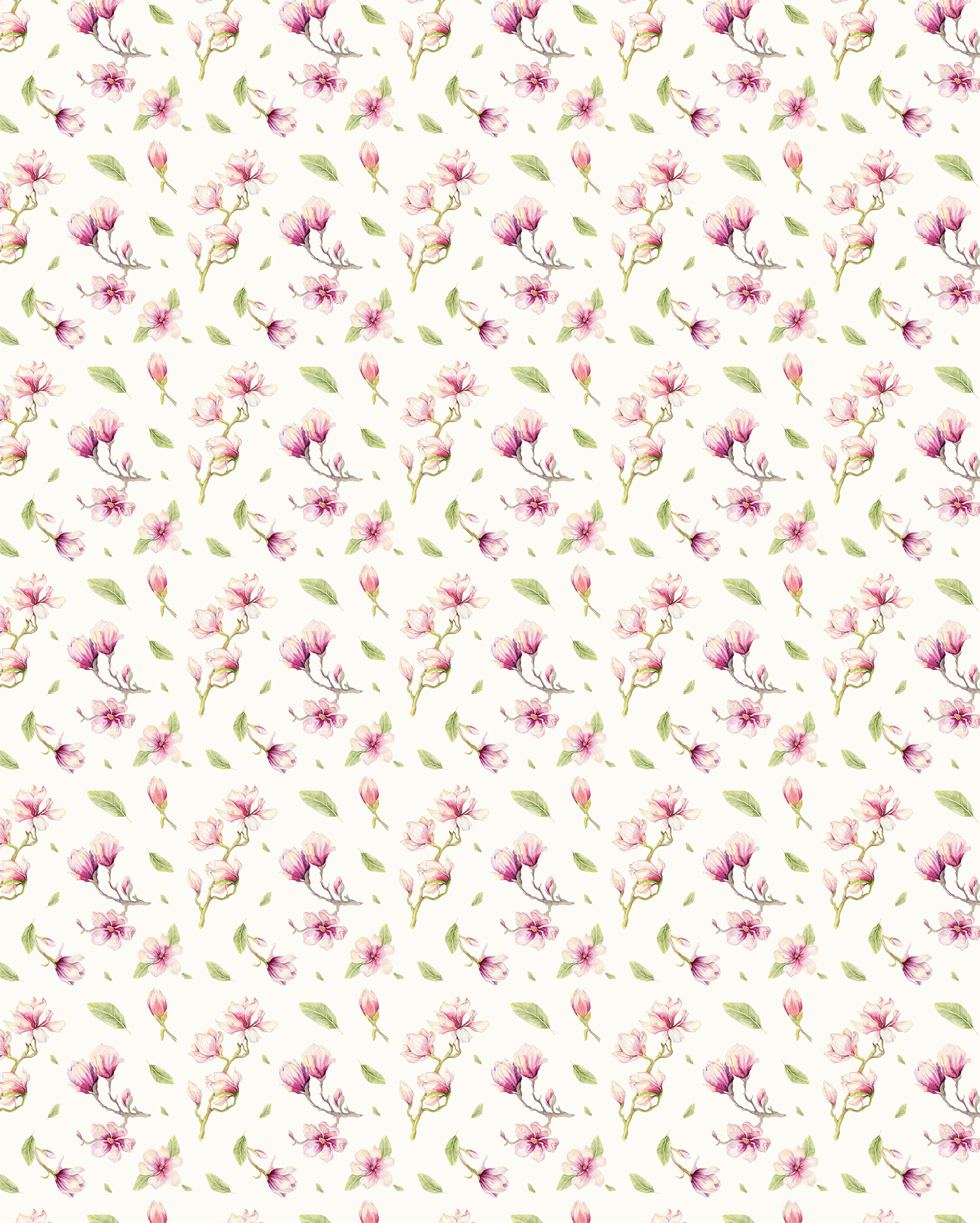 Papier peint panoramique fleurs Magnolia Rapport Panel - Papier peint Komar