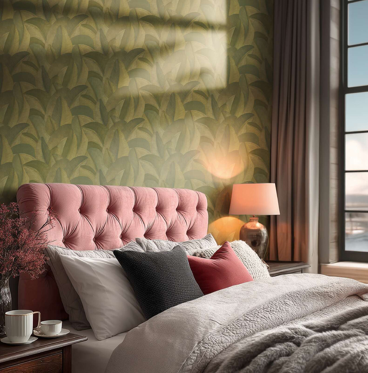 Papier peint Feuillage Graphique vert doré - Vibes & Styles d'A.S. Création AMB2| Réf. AS-790394