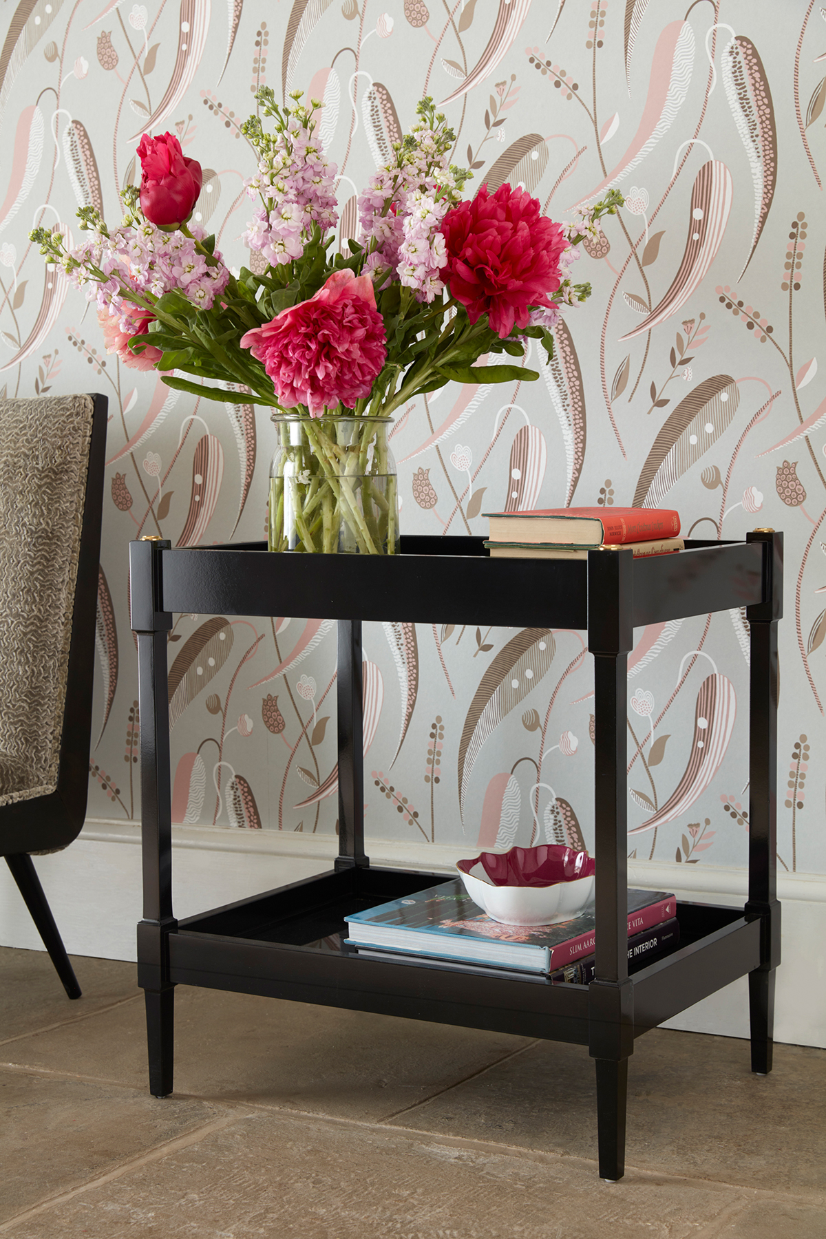 Papier peint Feuillage Colbert gris rose - Les Indiennes de Nina Campbell | Réf. OSB-NCW4353-02