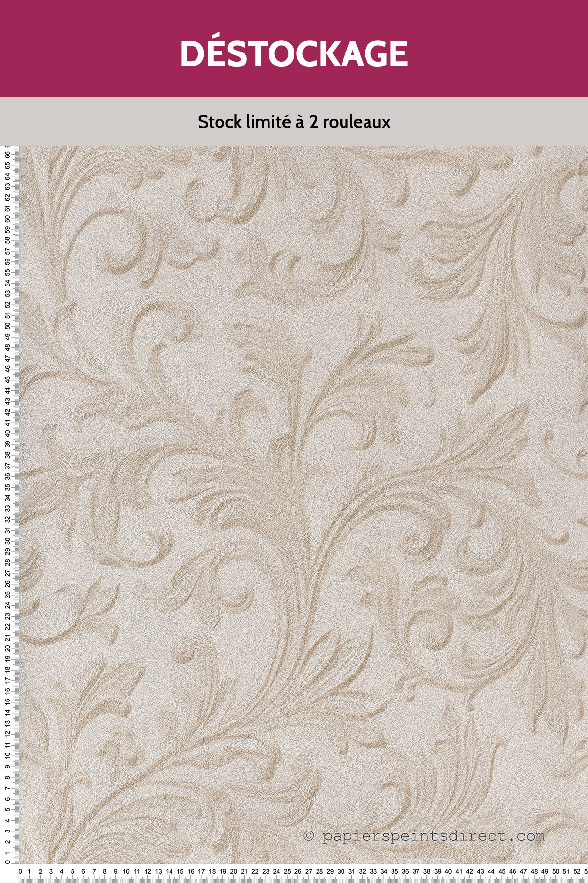 Papier peint Destockage - Damask beige - Shaman