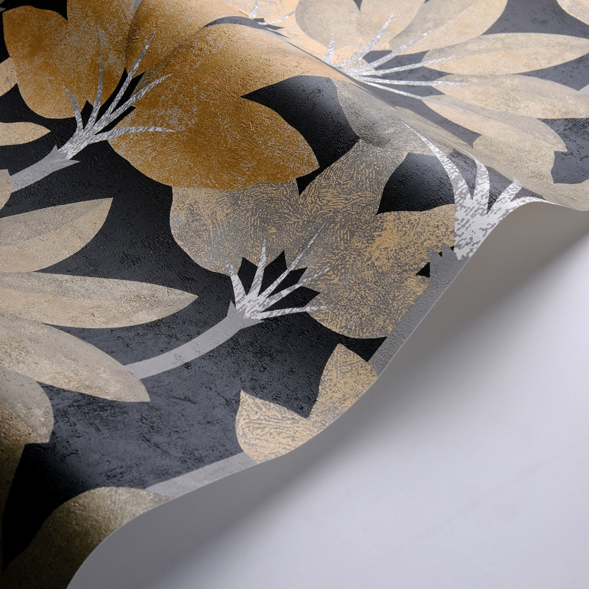 Papier peint Forêt Métallisé Babel noir mordoré - Babylone de Casadéco AMB5| Réf. BBLN89712390