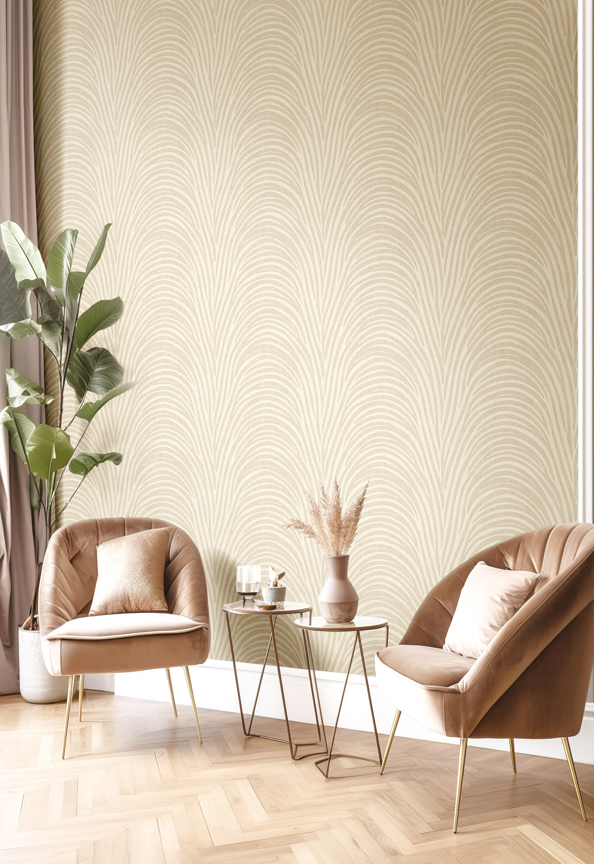 Papier peint Nature Zébrée Abstraite beige - Seven de Montecolino | Réf. MC-30148