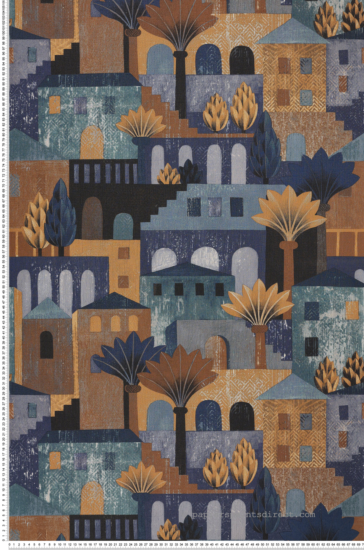 Papier peint Maison Monterosso marine brun - Aventura de Casamance | Réf. CAS-75542038