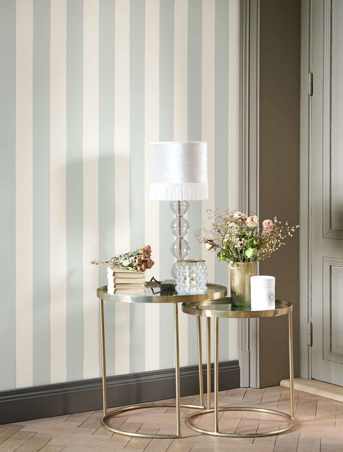 Papier peint Rayure Stripe vert amande - Les Rayures de Casadéco | Réf. RAYS85837105