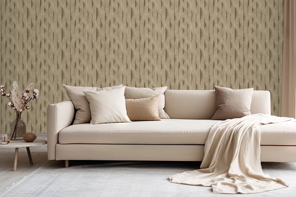 Papier peint Lames Ondulées Bois taupe - Brut d'Ugépa | Réf. UGP-M75608