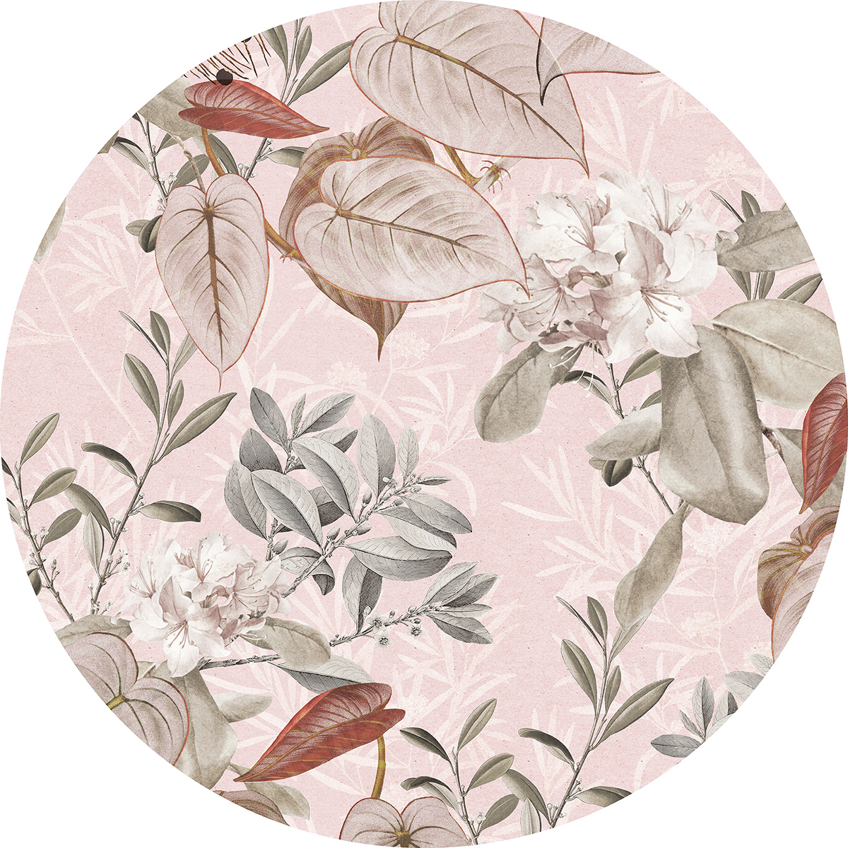 Papier peint adhésif rond Feuillage Adorn - Papier peint Komar Le Jardin