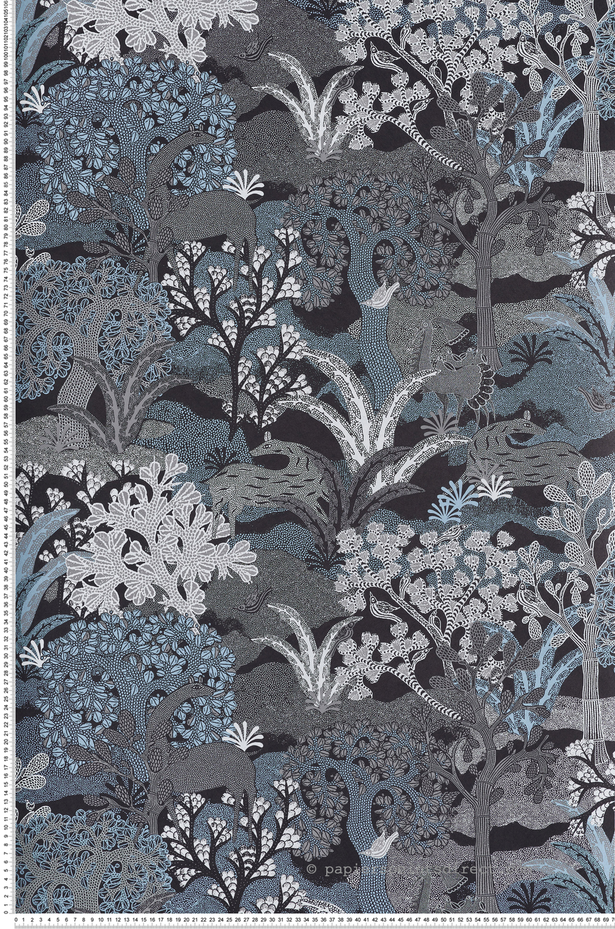 Papier peint Nature Ethnique Fabulo bleu argenté - Amazone de Masureel | Réf. MAS-ZON501