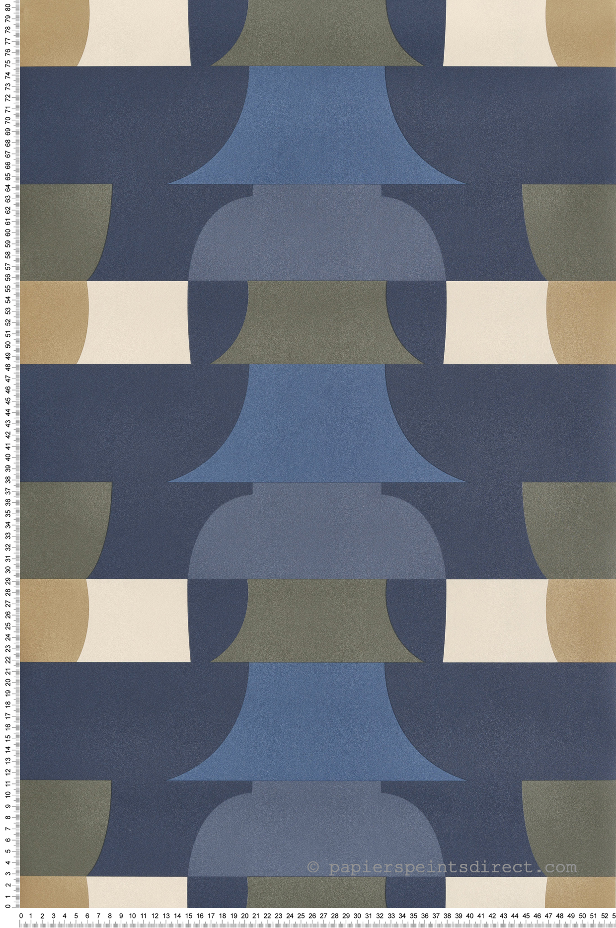 Papier peint Vintage Géométrique 70s bleu - Bensimon 2 de Lutèce | Réf. LTC-51201001