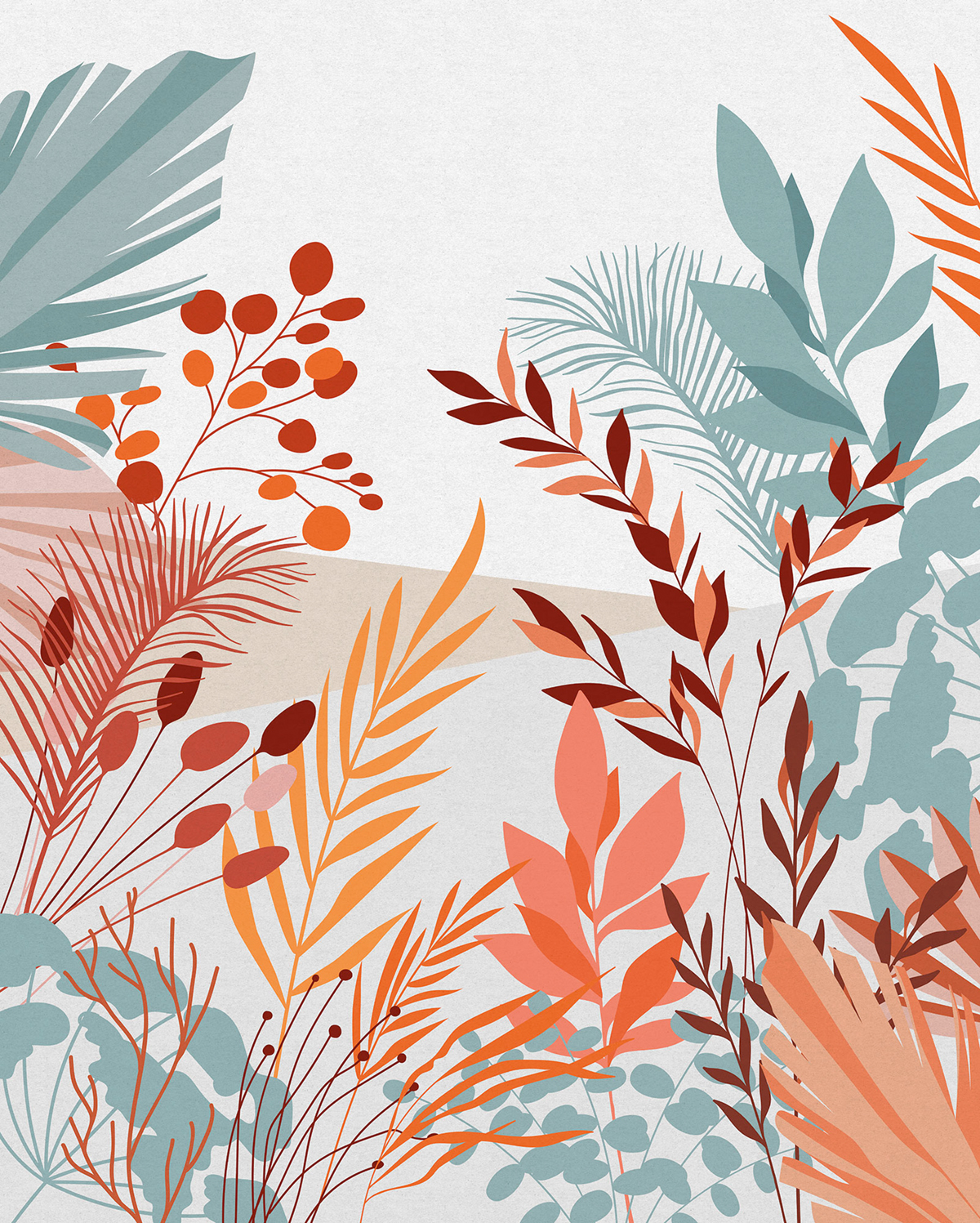 Papier peint panoramique Feuillage Aspiring Colours - Papier peint Komar Colors