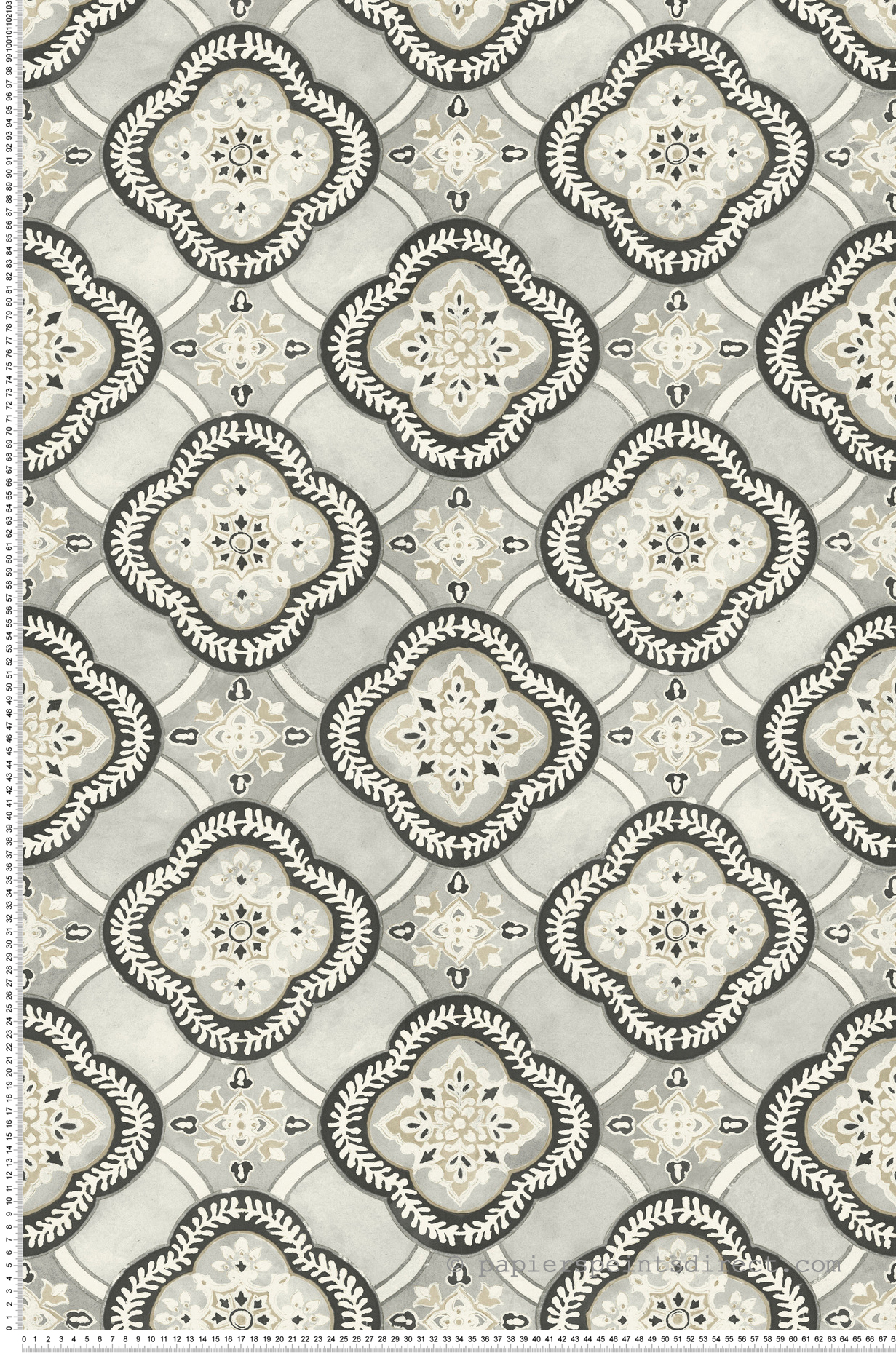 Papier peint Mosaïque gris beige - Greenhouse de York (Initiales) | Réf. INI-GO8213