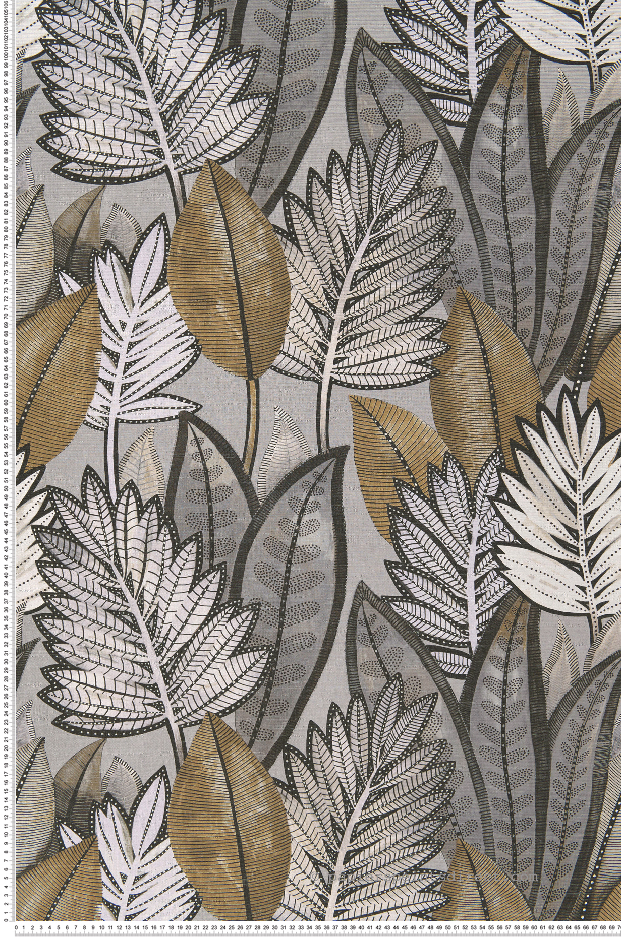 Papier peint Feuillage Sabal gris - Manille de Casamance | Réf. CAS-74680162