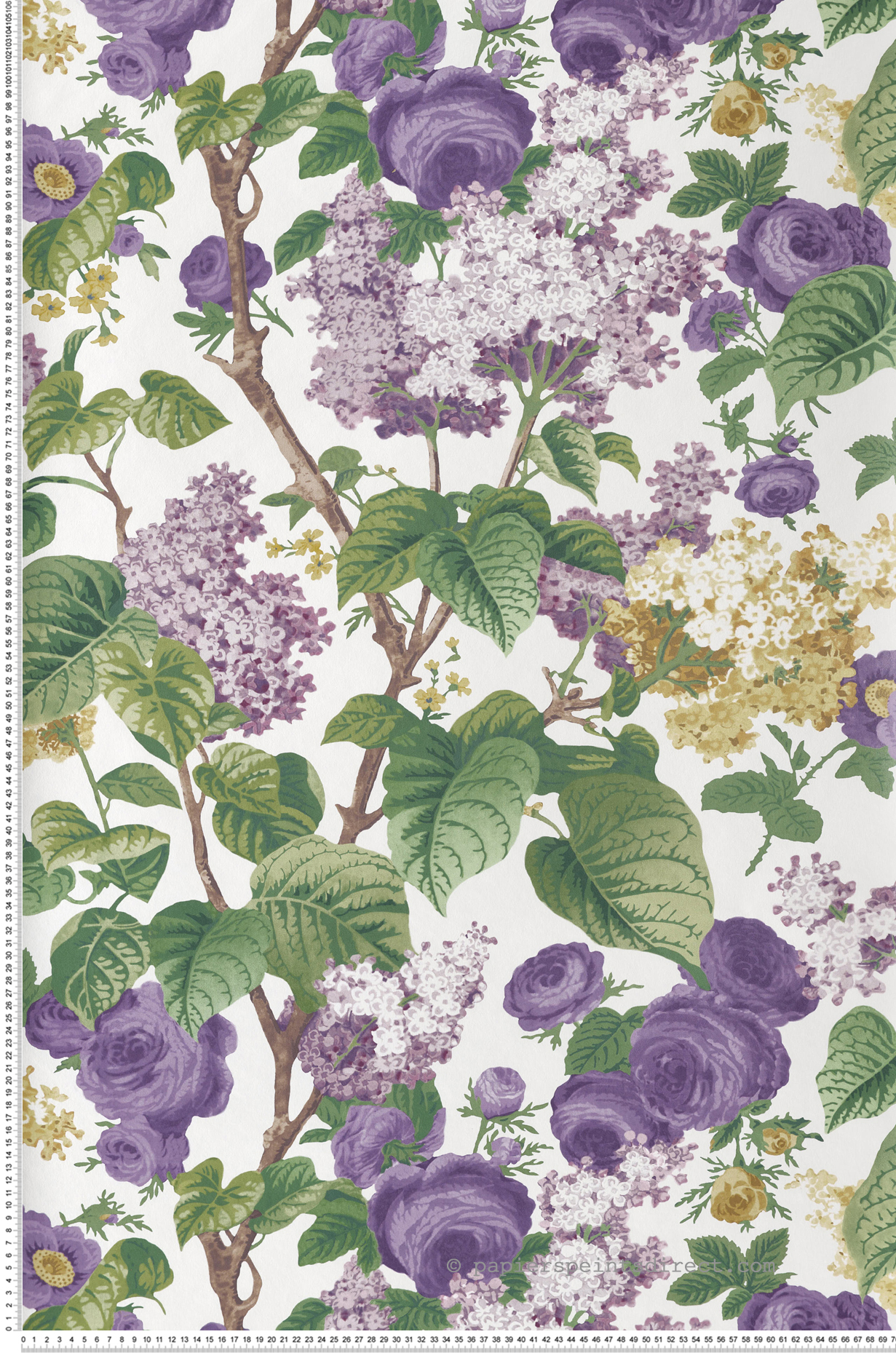 Papier peint Fleur Vintage Floribunda lavande - V&A Decorative Papers d'Initiales | Réf. INI-31116801