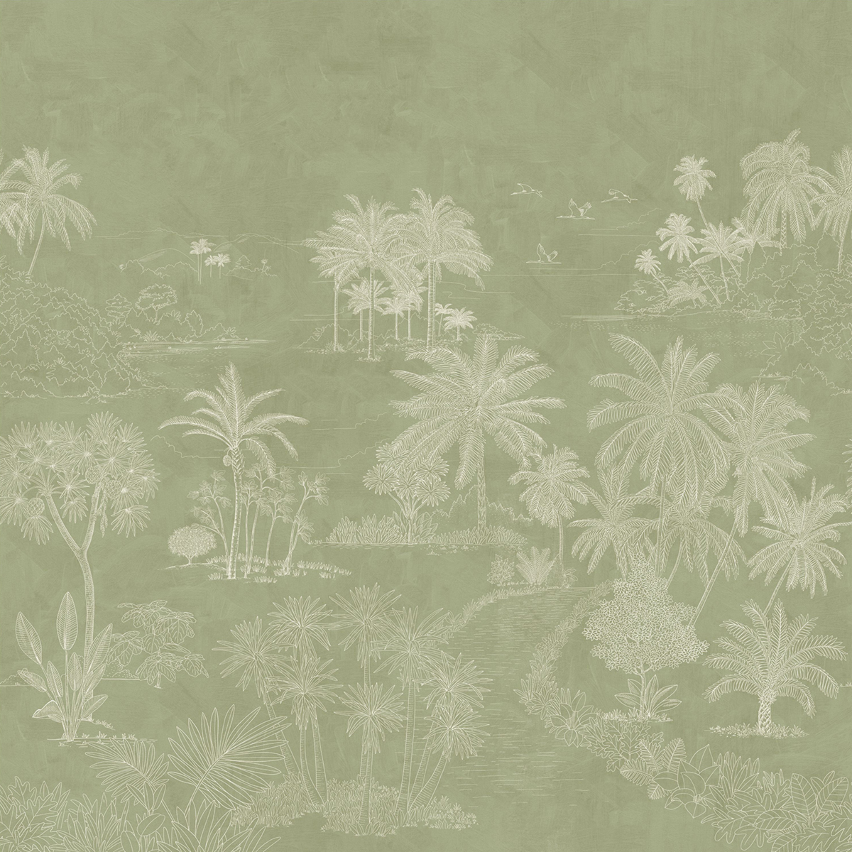 Papier peint panoramique Paysage Exotique Timor vert 250X250 - Borneo de Casélio | Réf. BORN106554006