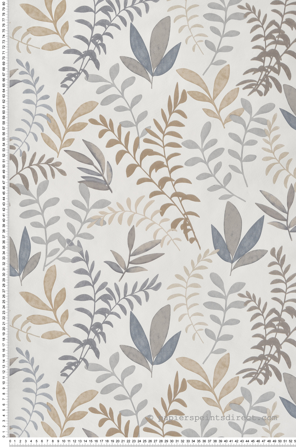 Papier peint Feuille Nature Aquarelle gris beige marron - Boca Chica de Montecolino | Réf. MC-SO27063