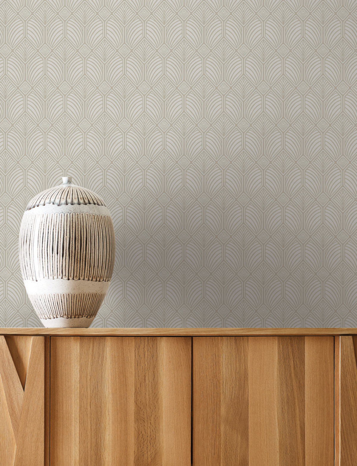Papier peint Art Déco Géométrique gris vert - Arts & Crafts d'Initiales AMB2 | Réf. INI-AC9184