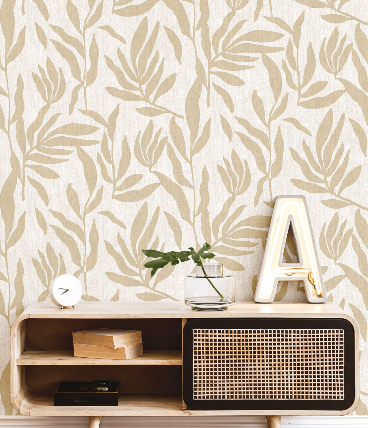 Papier peint Feuille Moderne lin - Seven de Montecolino | Réf. MC-30143