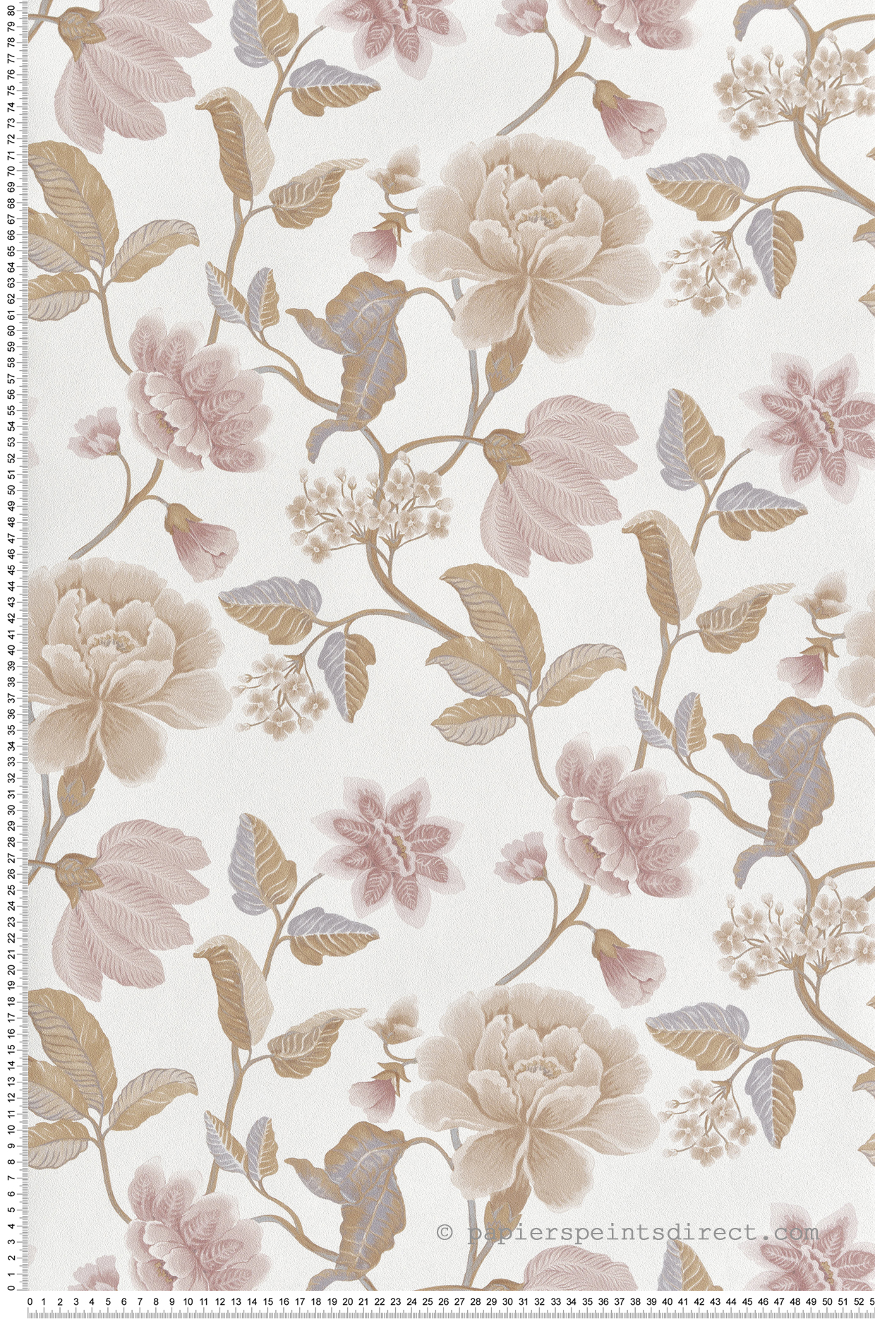 Papier peint Fleurs Vintage beige rose - Rêverie de Montecolino | Réf. MC-IC3101