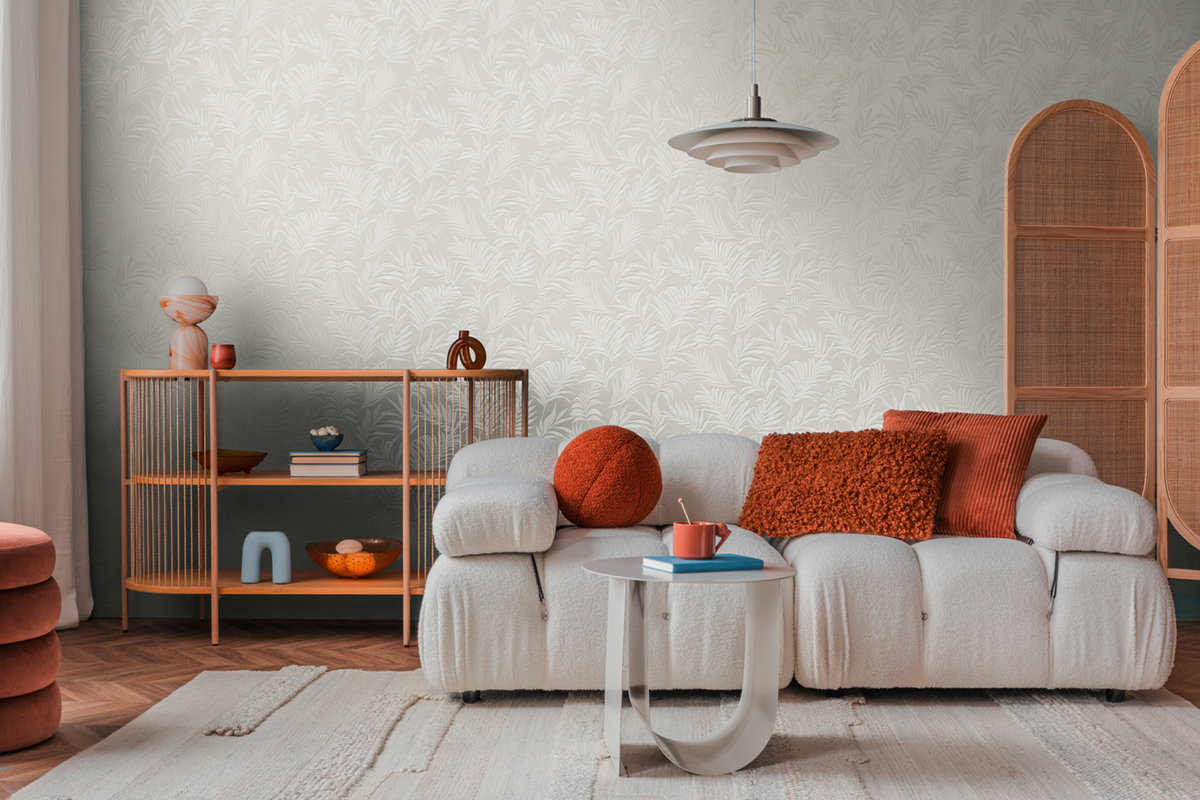 Papier peint Palmes Midnight Botanica blanc irisé - Cosmoliving d'A.S. Création AMB3 | Réf. AS-791081