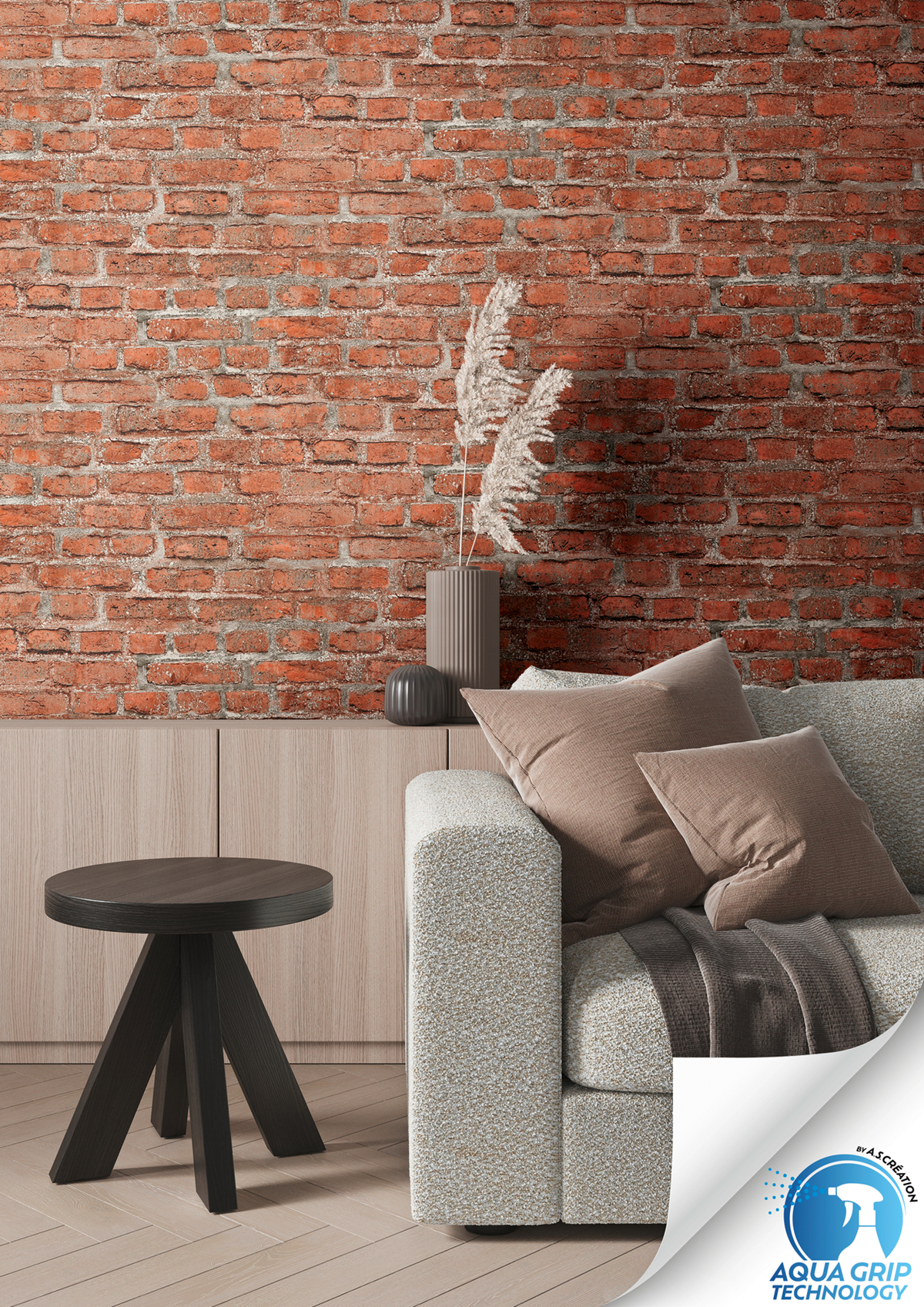 Papier peint préencollé Brique rouge - Designdrop d'A.S. Création AMB3 | Réf. AS-784561