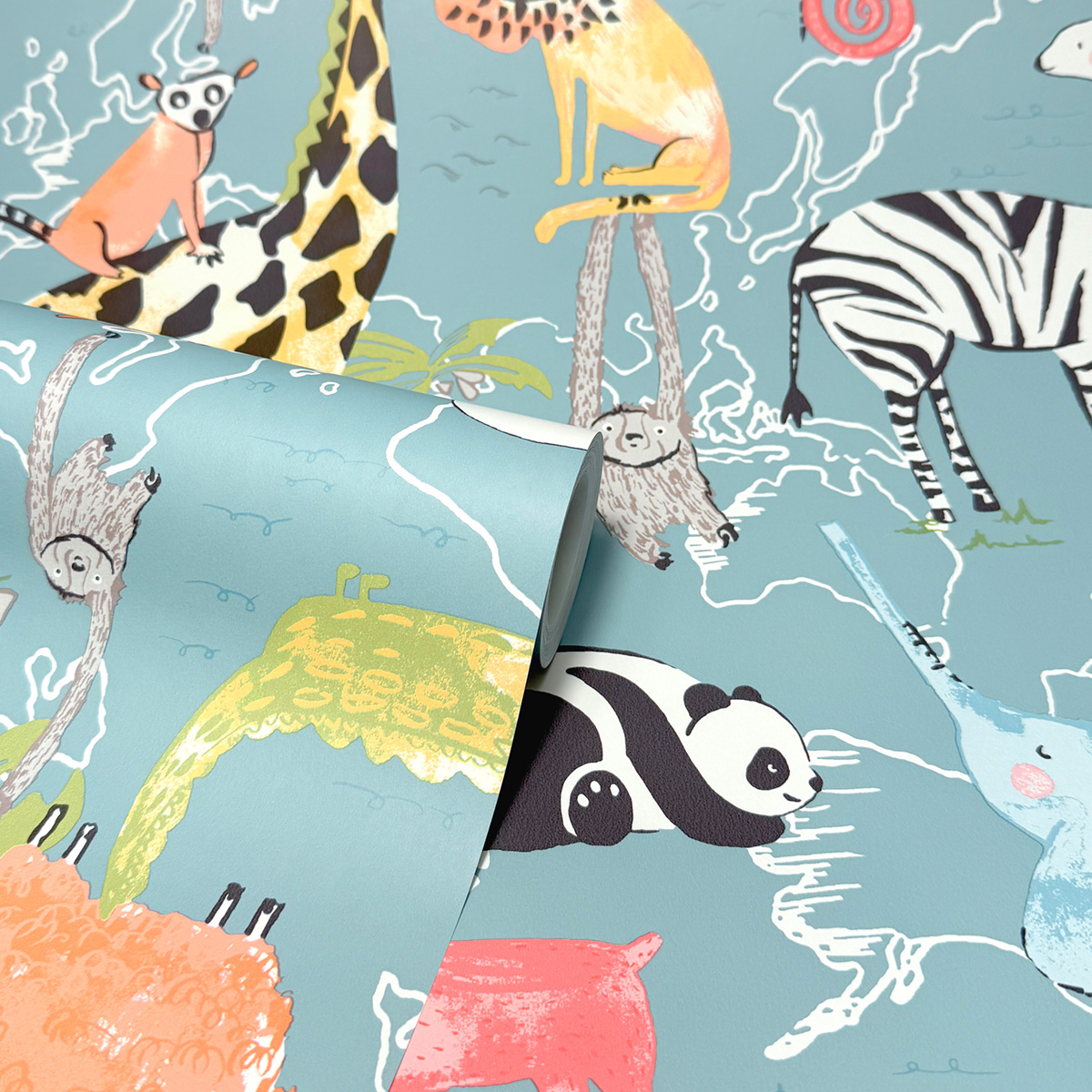 Papier peint Animaux Safari bleu - Imagine de Lutèce ROLL | Réf. LTC-DL27541