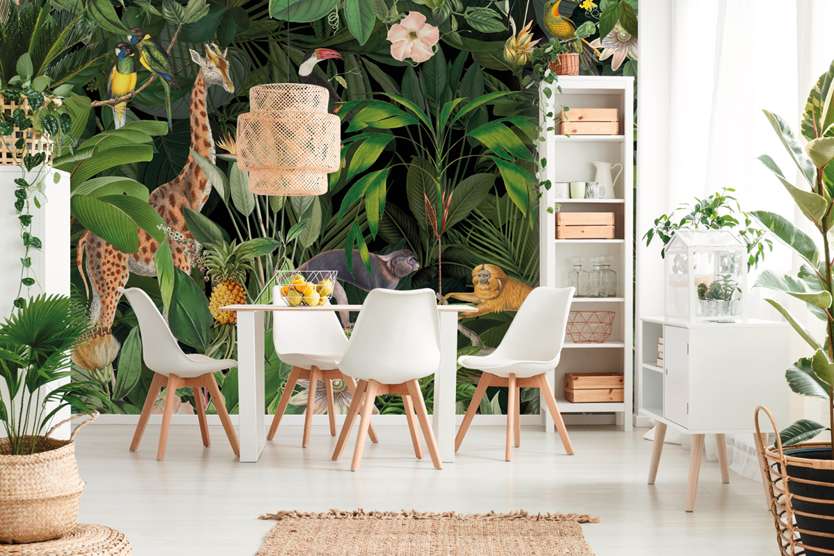 Papier peint panoramique Girafe & Singe Nostalgic Animals 2 - Référence DD119733 - Intissé 200g/m2 - Standard 400 x 270