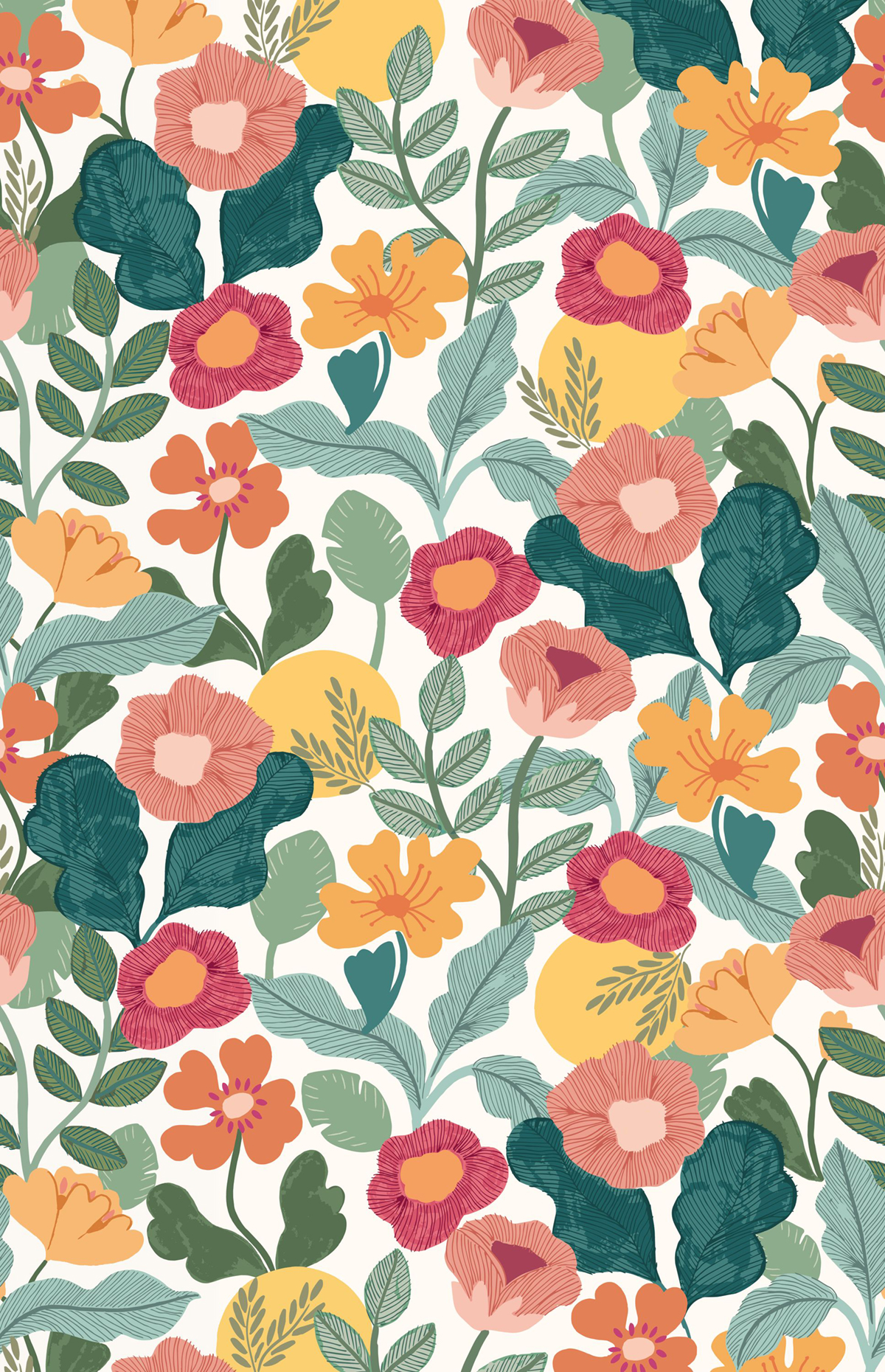 Papier peint panoramique Fleuri Enfantin Suzy multicouleurs L 200X310 - Pimp My Wall de Casélio | Réf. PMW104667604