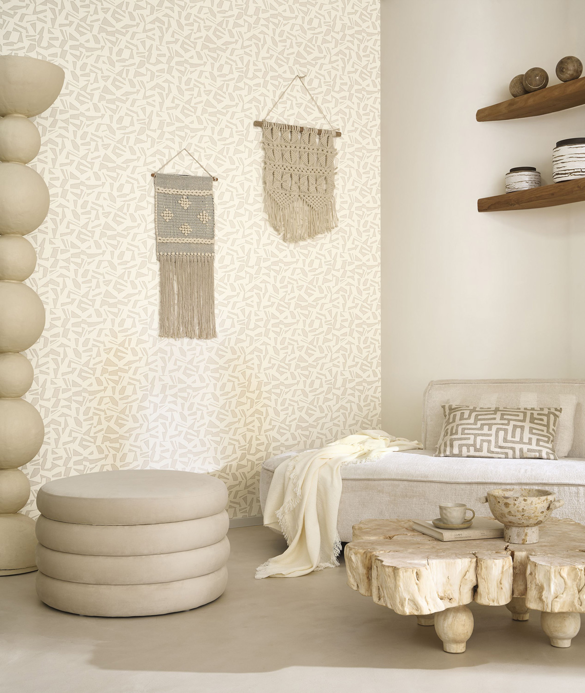 Papier peint Graphique Textile Sanara grège doré - Matera de Casadéco | Réf. MATA201151212