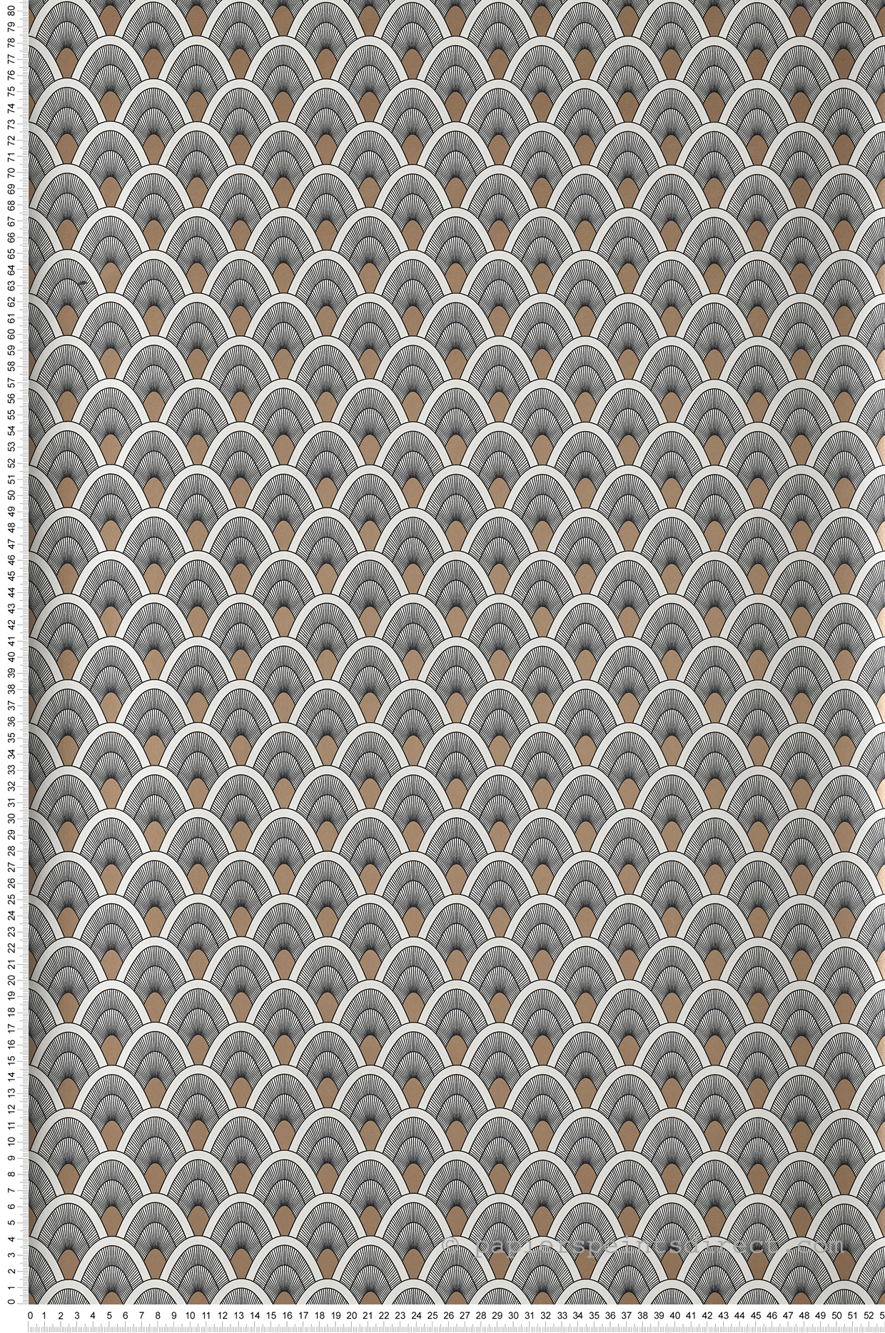 Papier peint graphique Art Déco Mayotte noir/blanc/doré - L'odyssée de Casélio | Réf. OYS101459128