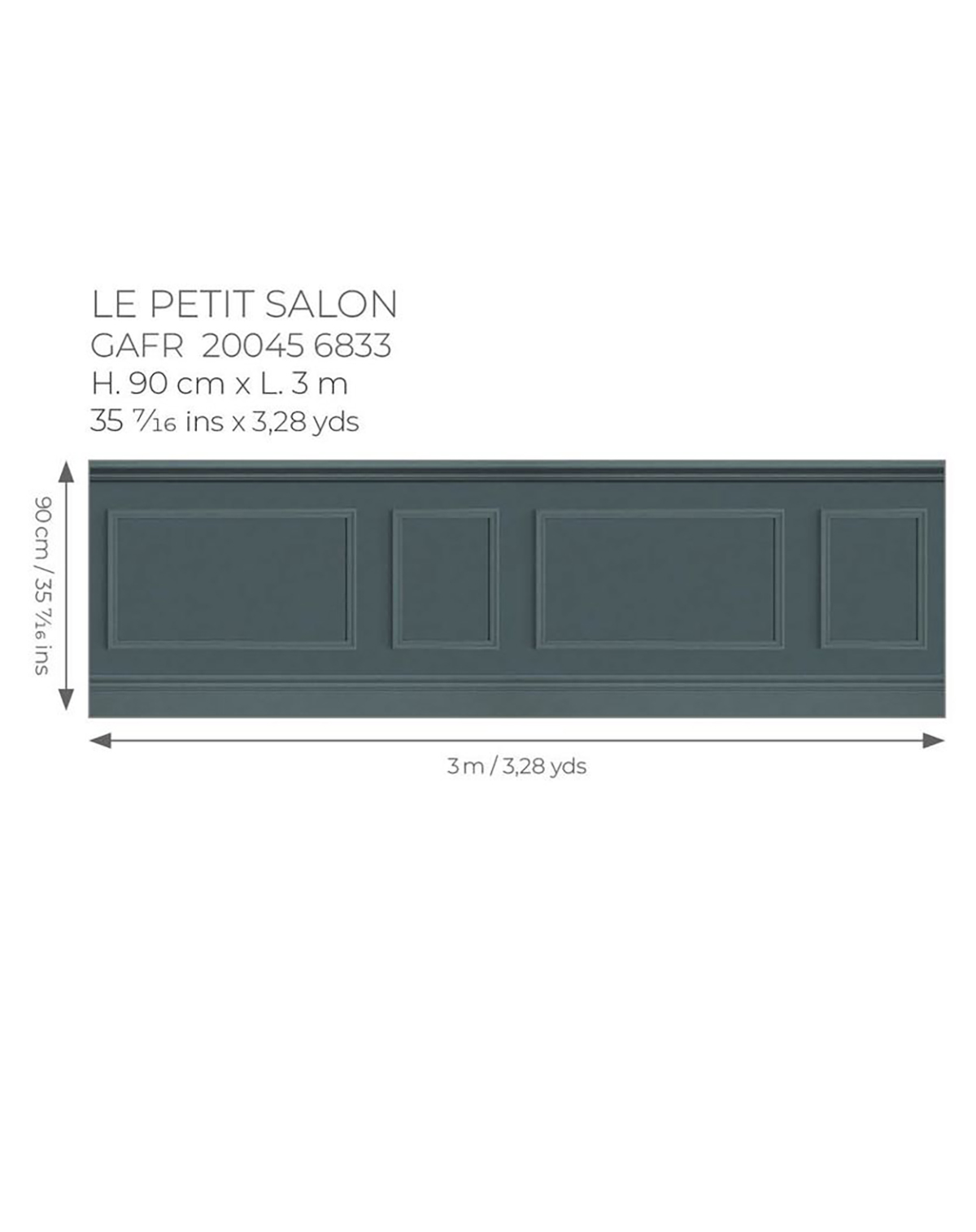 Papier peint Soubassement Moulure Petit Salon bleu pétrole - Moulures & Co de Casadéco AMB3 | Réf. MOCO200456833