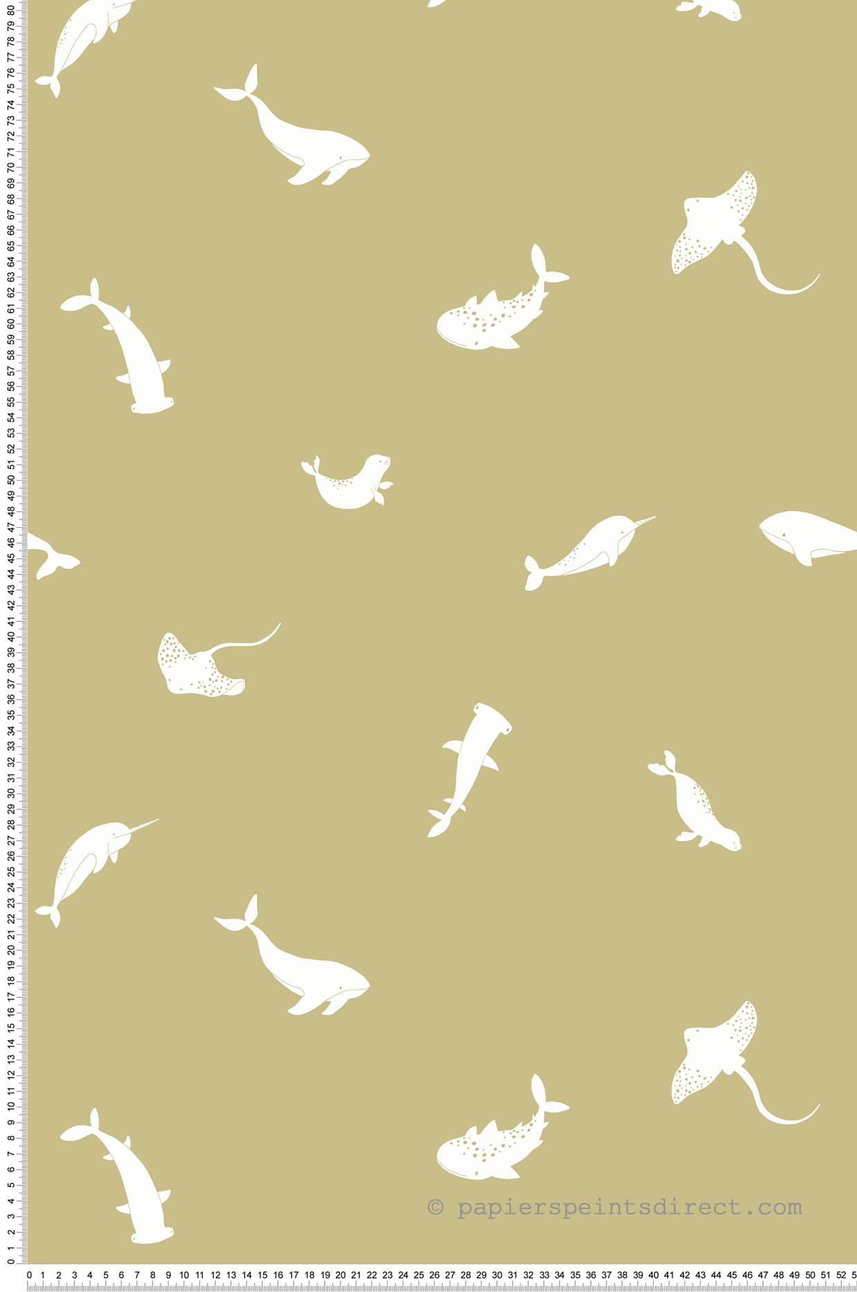 Papier peint Animaux Aquatiques Poetic Sea vert olive - Once Upon A Time 2 de Casadéco | Réf. OUTD200807207