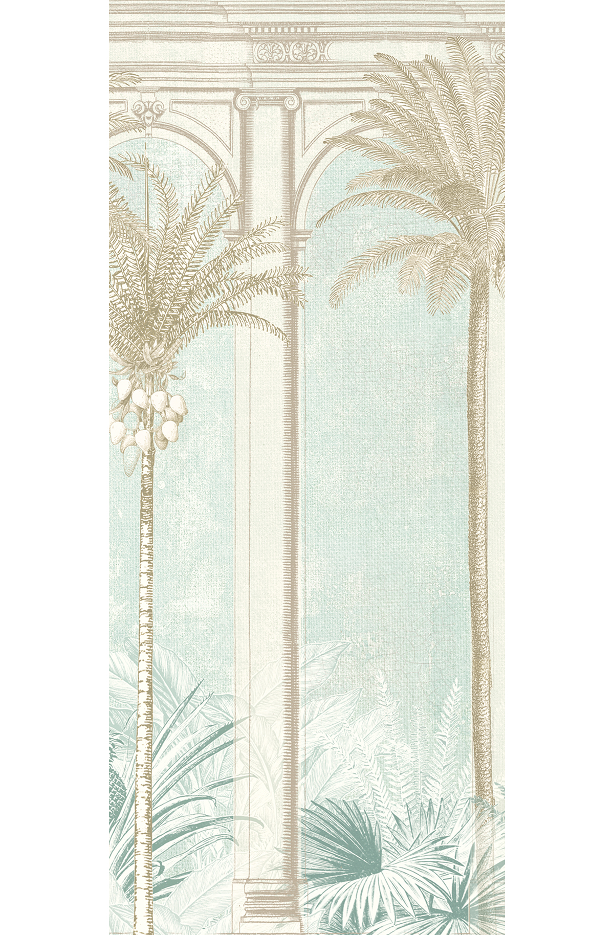 Papier peint panoramique Arcade Palmier Habana vert d'eau - C H300 - Havana de Masureel | Réf. MAS-DGHAV1043