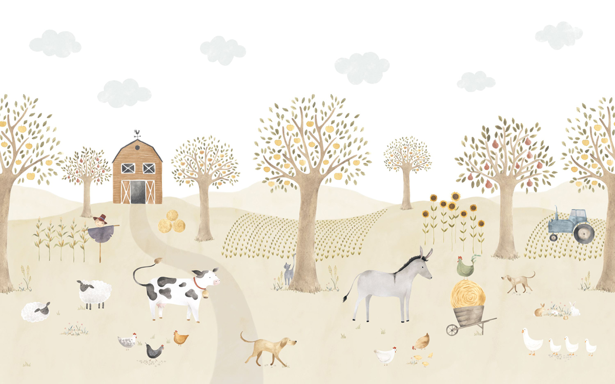 Papier peint panoramique Animaux de la Ferme Full S 400x250 - Once Upon A Time de Casadéco | Réf. OUAT88567710