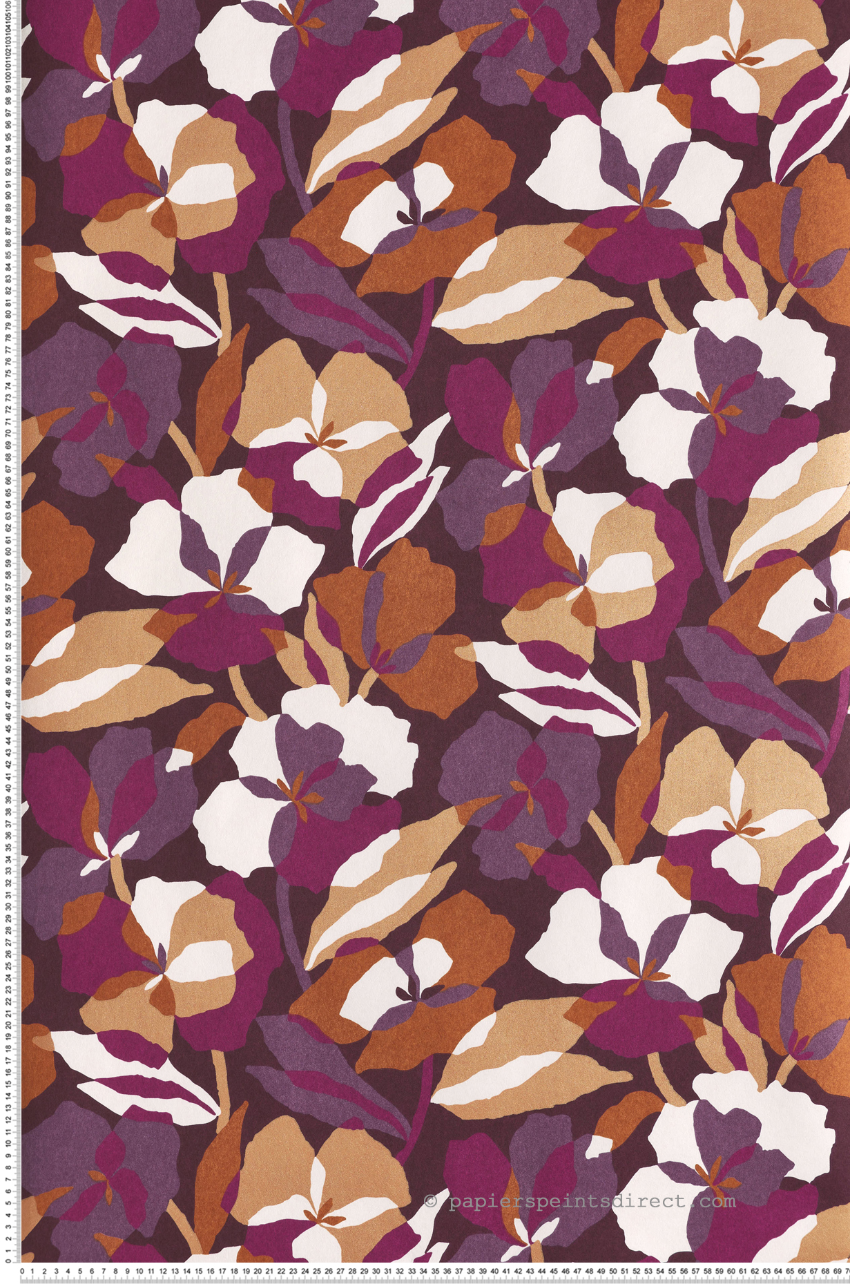 Papier peint Fleur Design Amaryllis aubergine cuivré - Jardin Félicia de Casamance | Réf. CAS-76581018