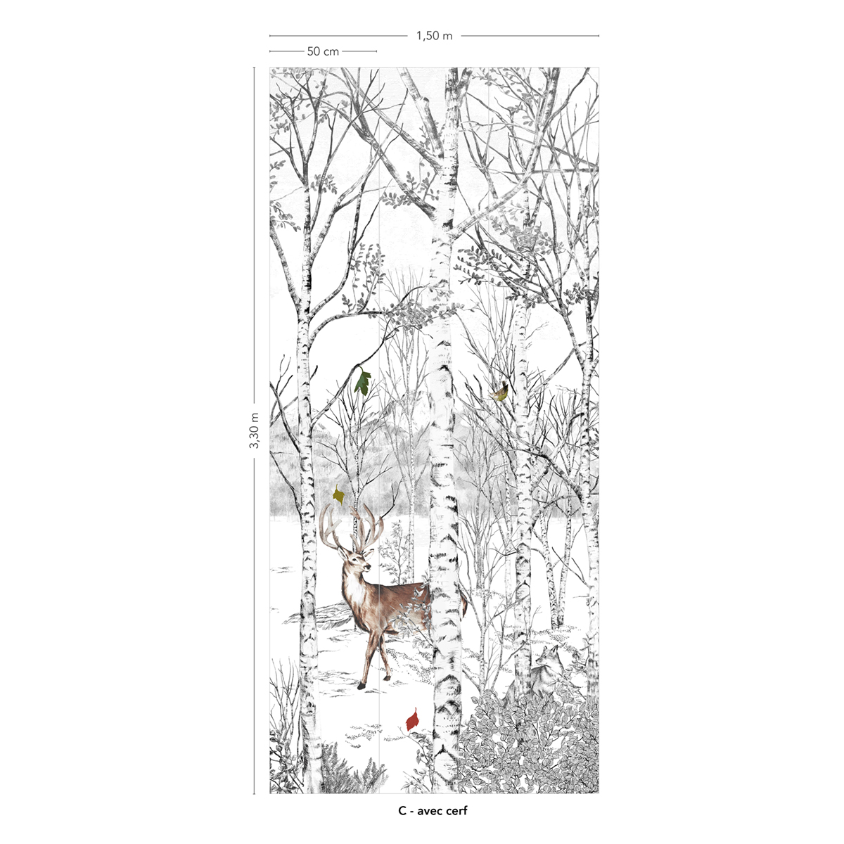 Papier peint panoramique Forêt Nunavut Naturel C - Avec Cerf - 7/8/9 - Isidore Leroy