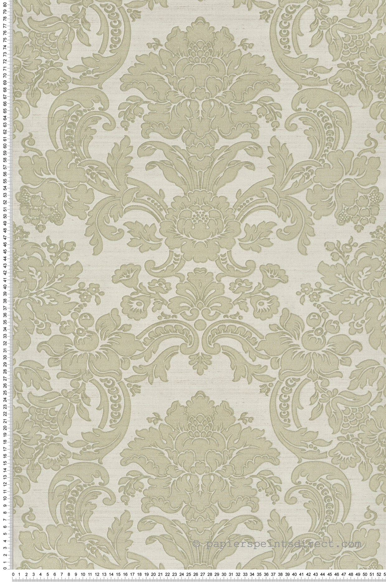 Papier peint Fleur Médaillon vert amande irisé - Opera de Montecolino | Réf. MC-OP33345