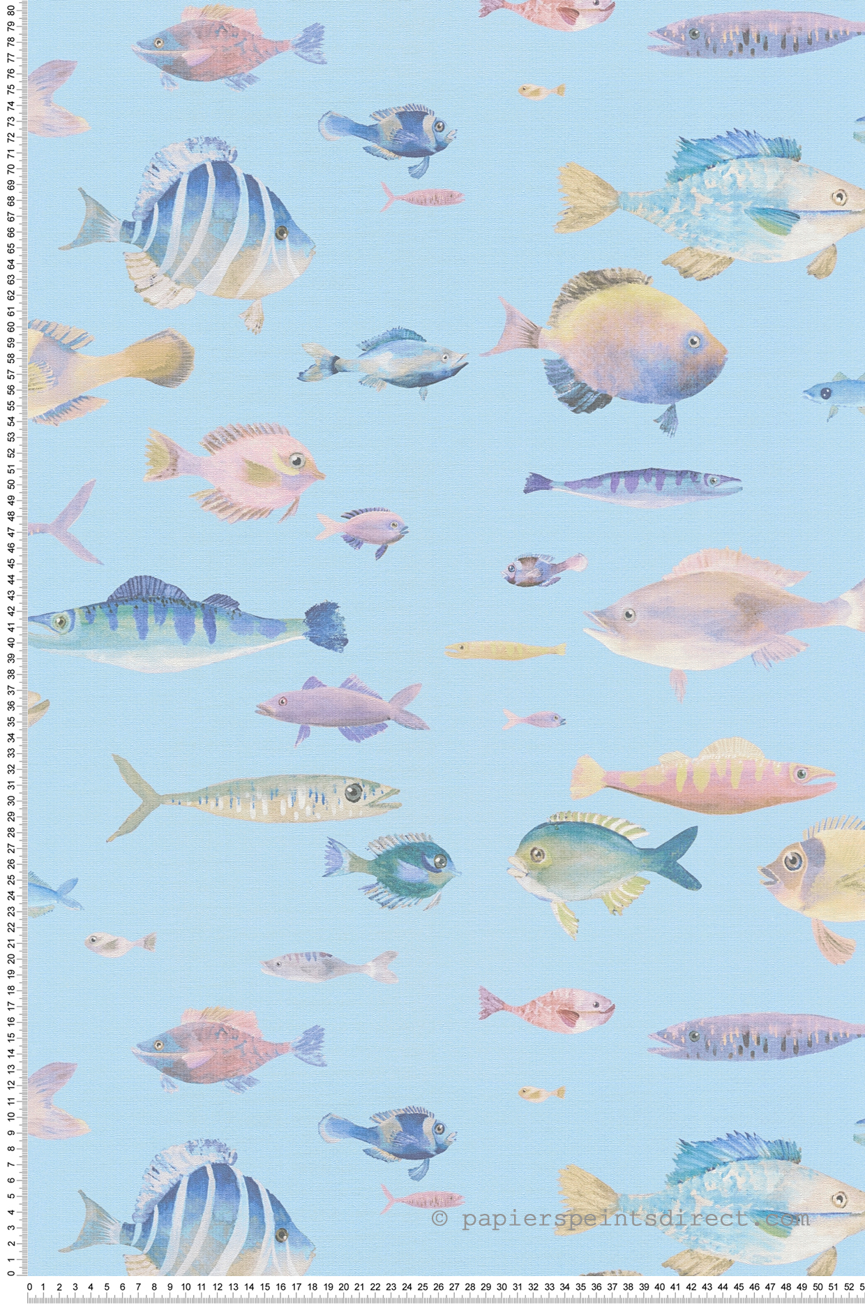 Papier peint Poisson Aquarelle bleu - Pintwalls 2 d'A.S. Création | Réf. AS-396962