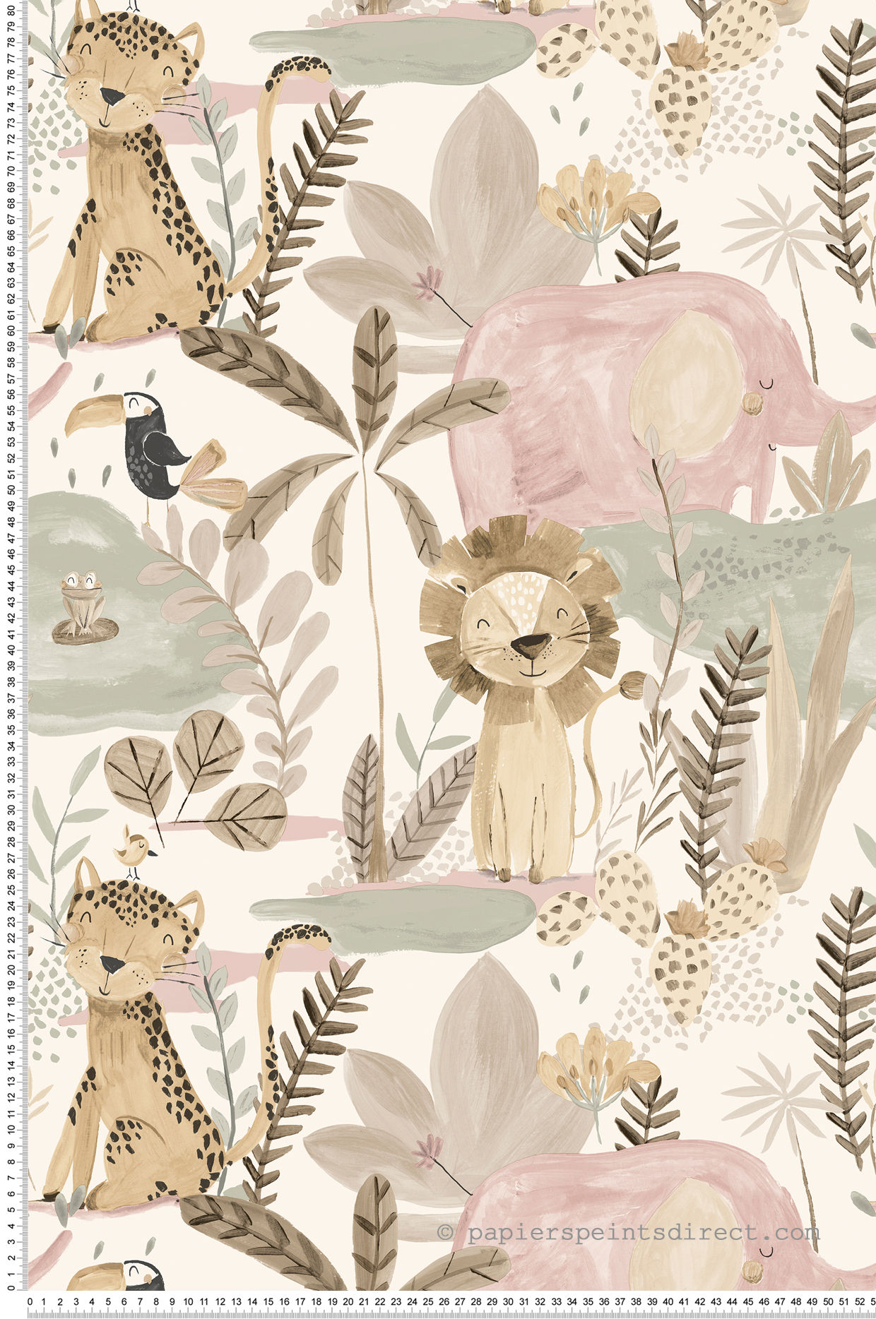 Papier peint Jungle Animaux Enfant beige - Imagine de Lutèce | Réf. LTC-DL27557