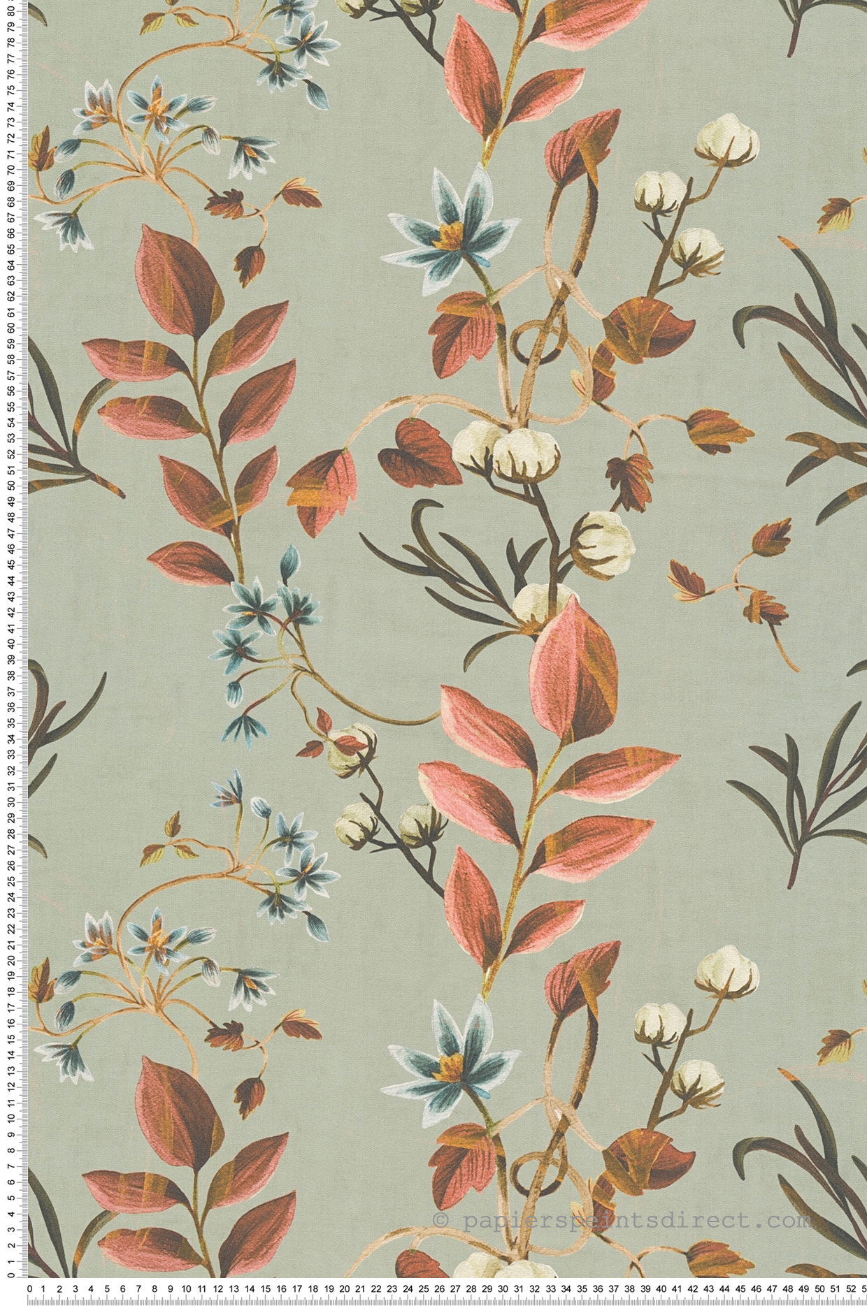 Papier peint Fleur Coton vert gris - Anna D'Andrea d'A.S. Création | Réf. AS-782122