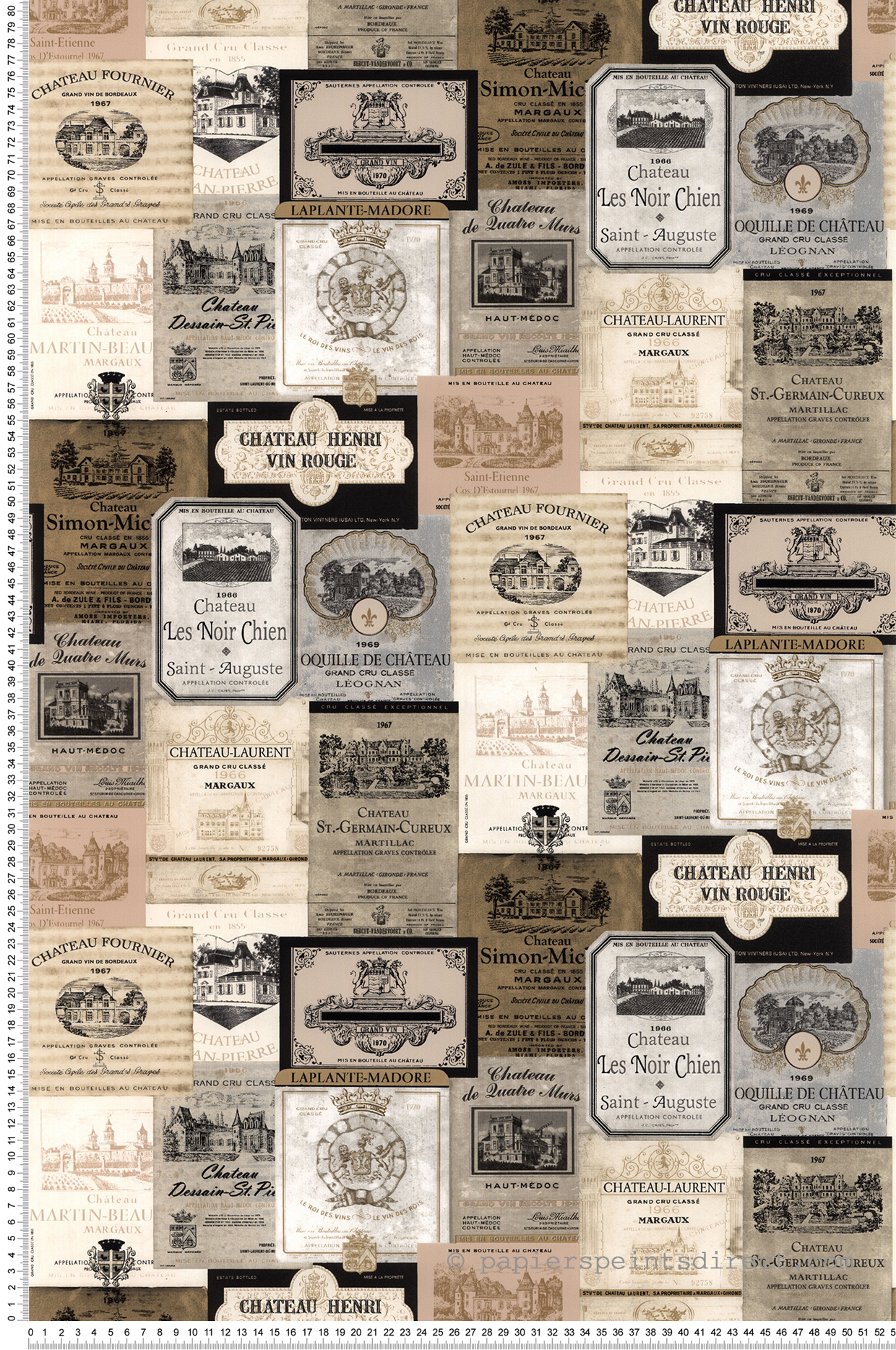 Papier peint Label Grand cru gris/beige - Style Cuisine 3 de Lutèce | Réf. LTC-KK26753