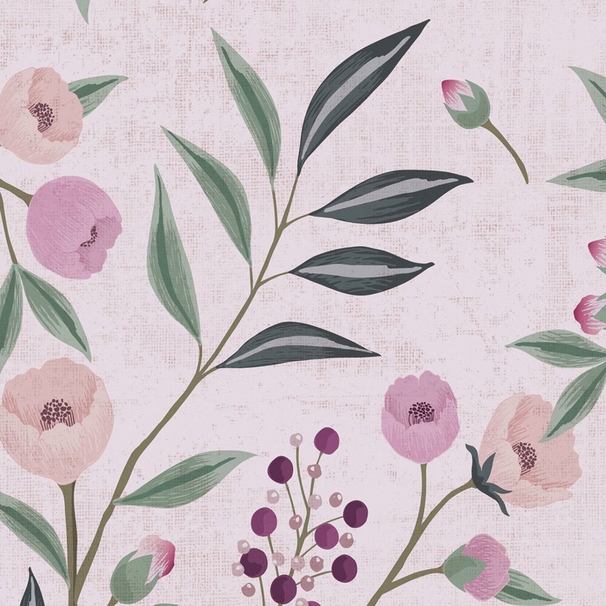 Papier peint Fleur Oiseau violet rose - Lilly & Luis d'A.S. Création AMB6 | Réf. AS-771361