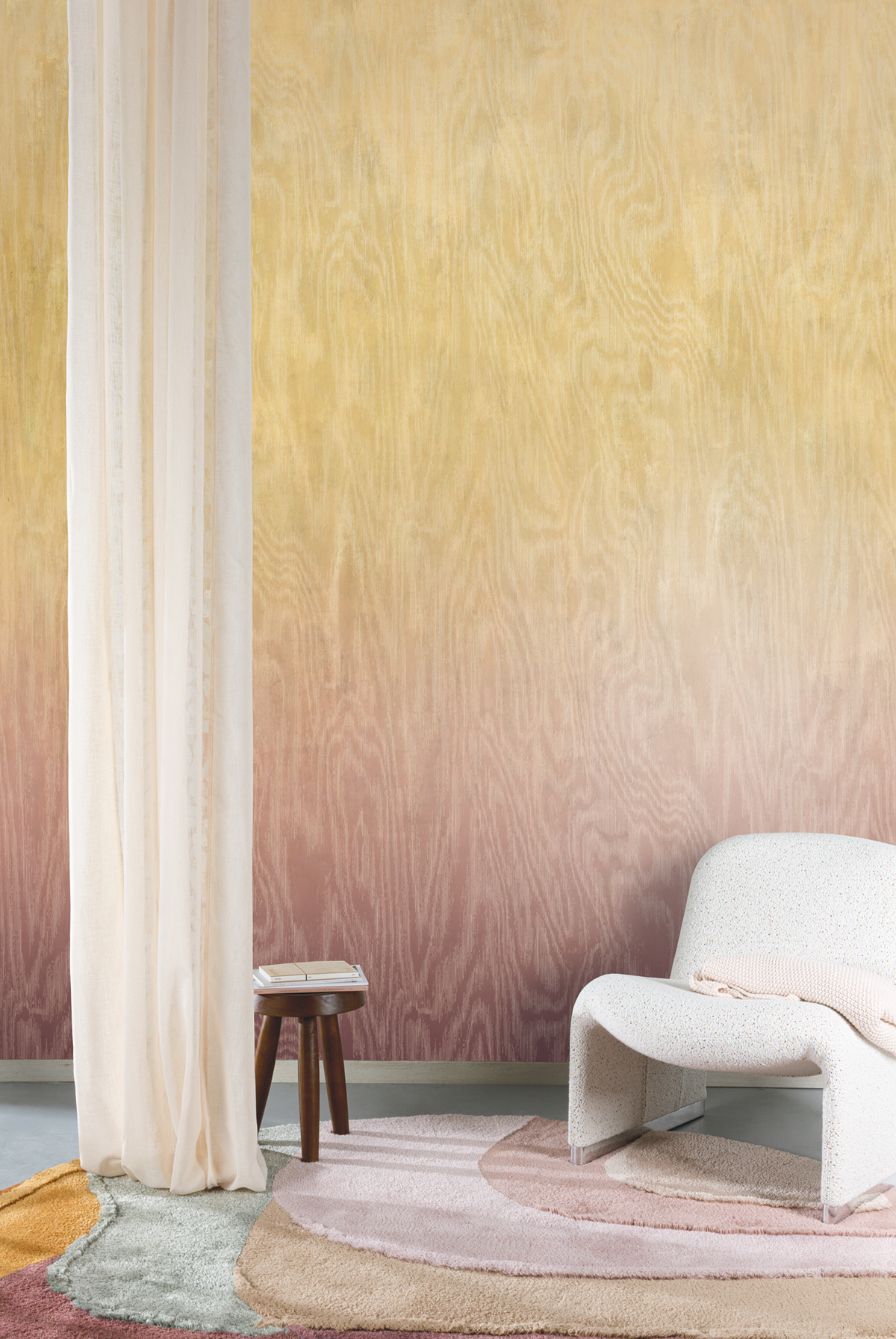 Papier peint panoramique Dégradé Moiré Bois rose beige - A, B et C H260 - Wall Designs IV de Masureel | Réf. MAS-DG4MOI106X-260