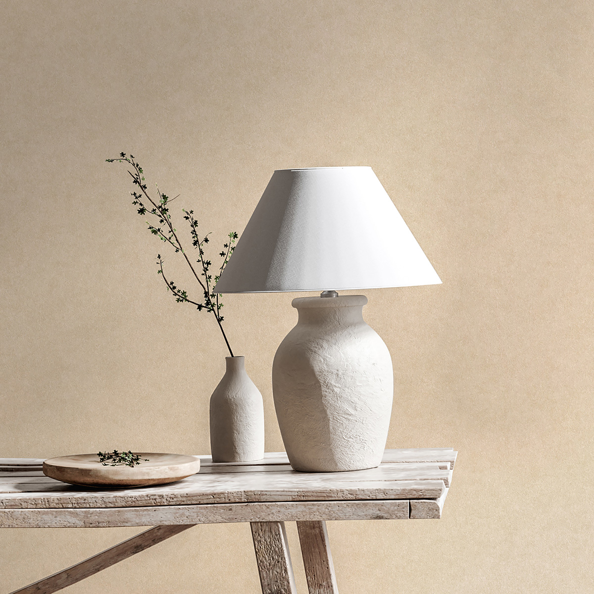 Papier peint Uni Texturé Heritage beige lin - Beaux Arts de Lutèce AMB1| Réf. LTC-M1838