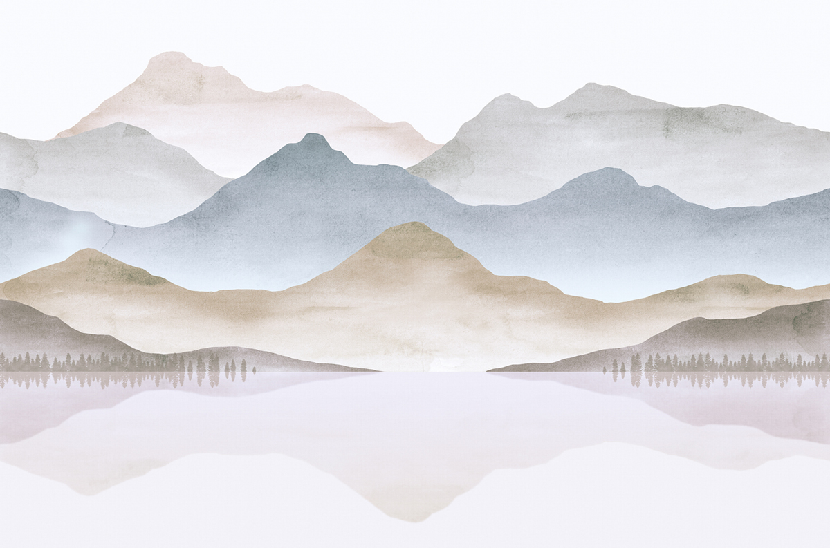 Papier peint panoramique Montagne Fog bleu - Panorama 2 de Lutèce | Réf. LTC-PAN1753C