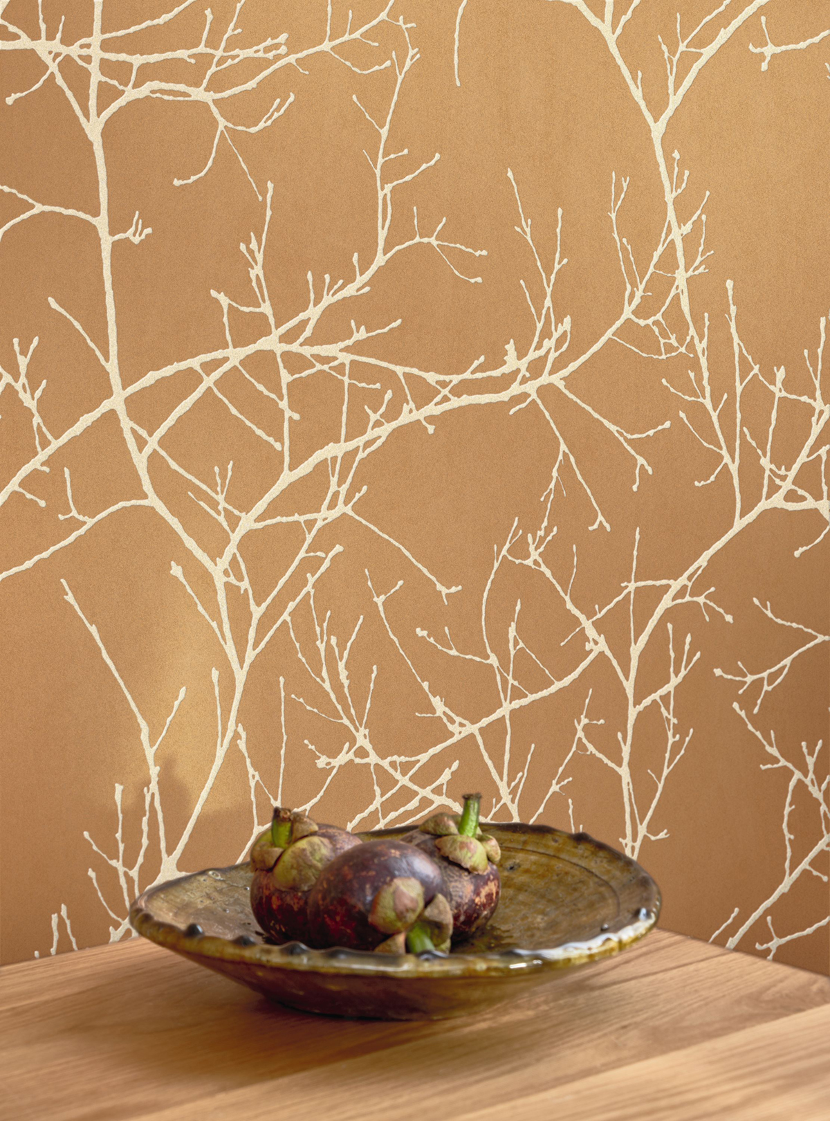 Papier peint Branche Arbre Vancouver camel - Riverside 4 de Casadéco AMB2 | Réf. RIVI89532654