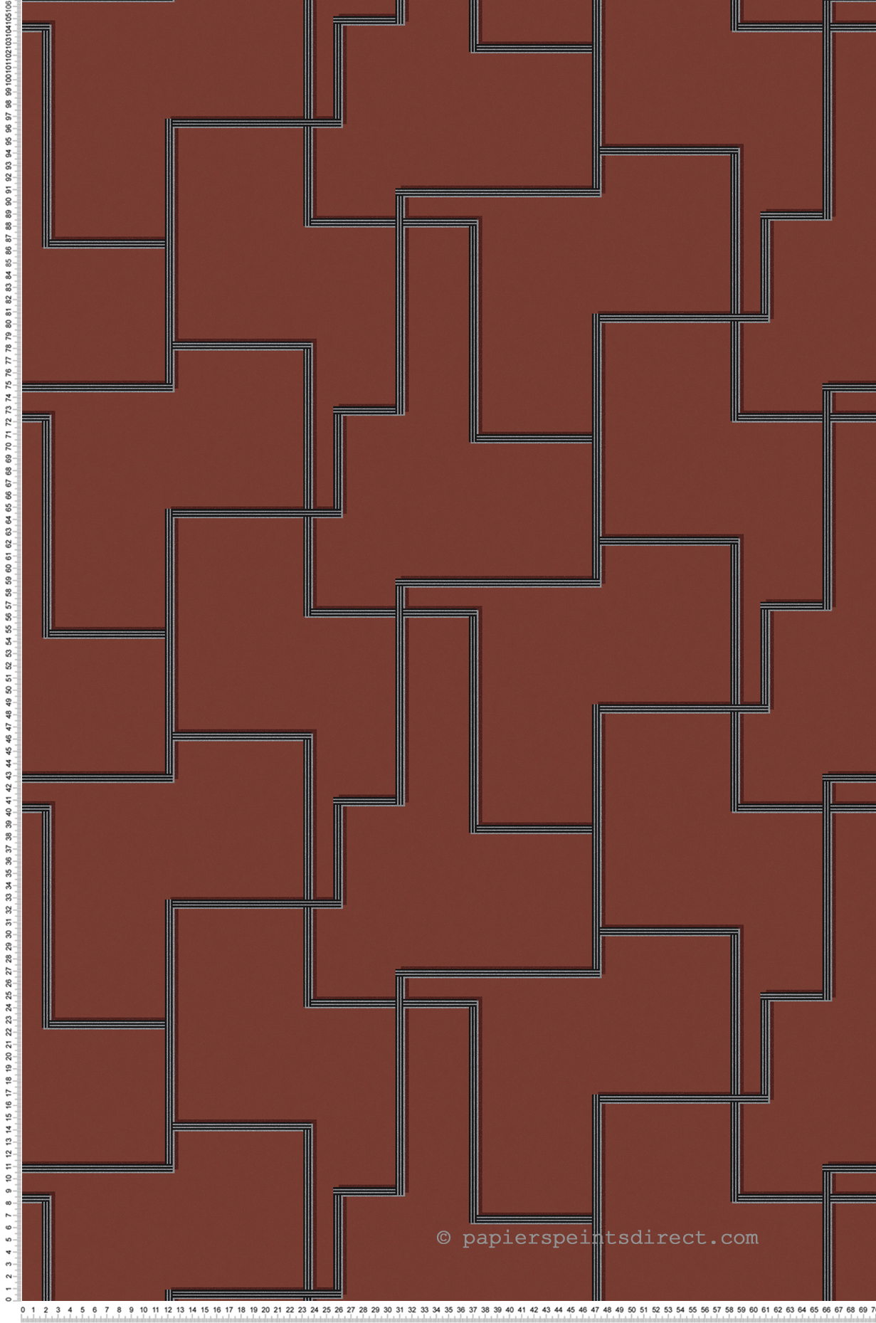 Papier peint Trait Graphique Christo terracotta argenté - Folies de Masureel | Réf. MAS-FOL202