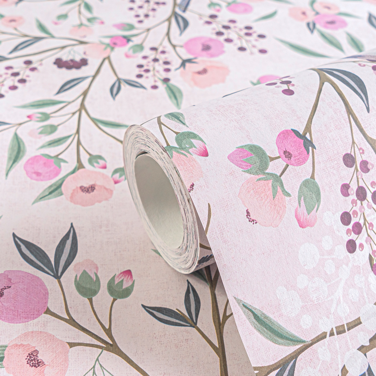 Papier peint Fleur Oiseau violet rose - Lilly & Luis d'A.S. Création AMB7 | Réf. AS-771361